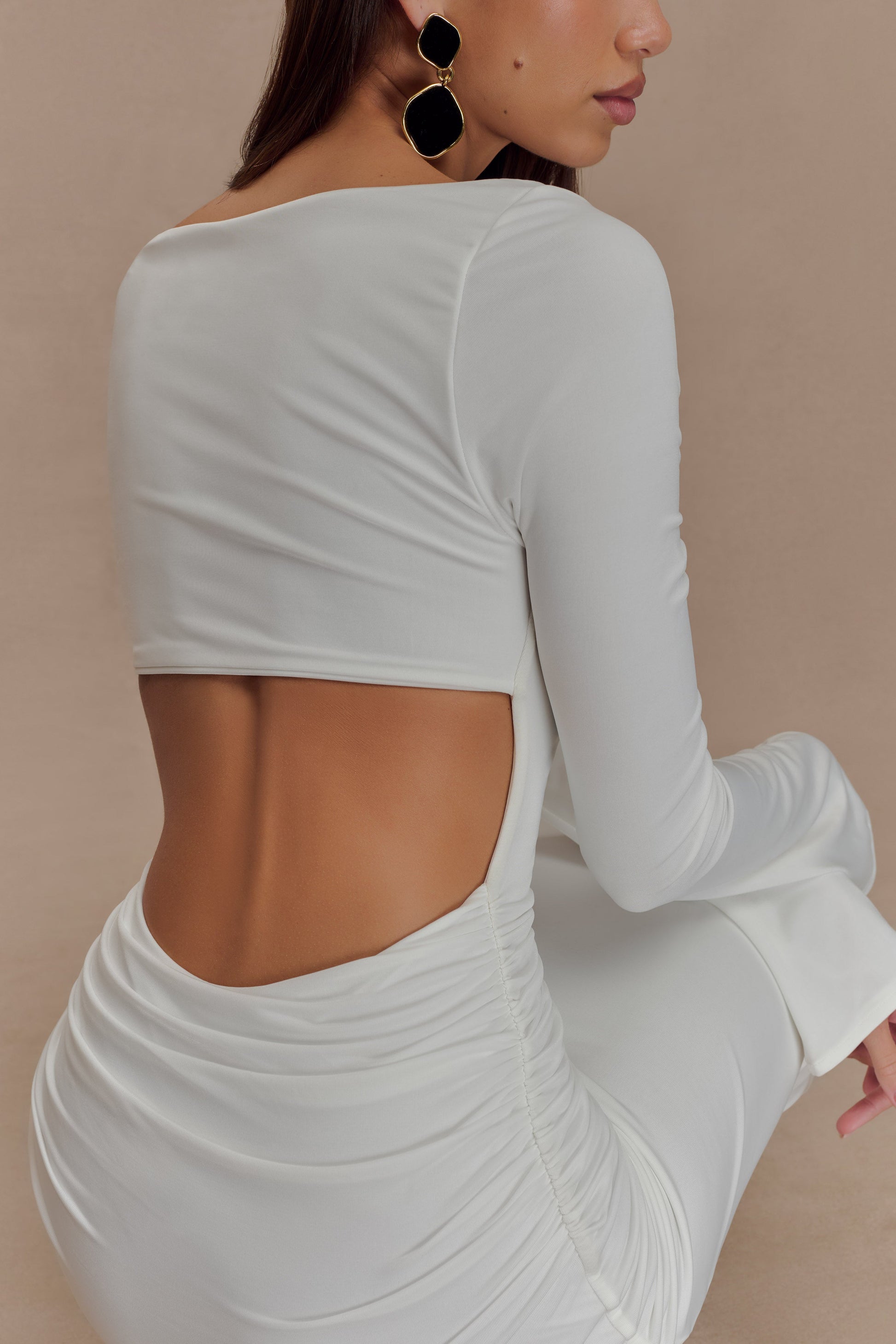 Vienna Slinky Cut Out Maxi Dress / White | Meshki | XL Vienna Slinky Cut Out Maxi Dress / White | Meshki | XL