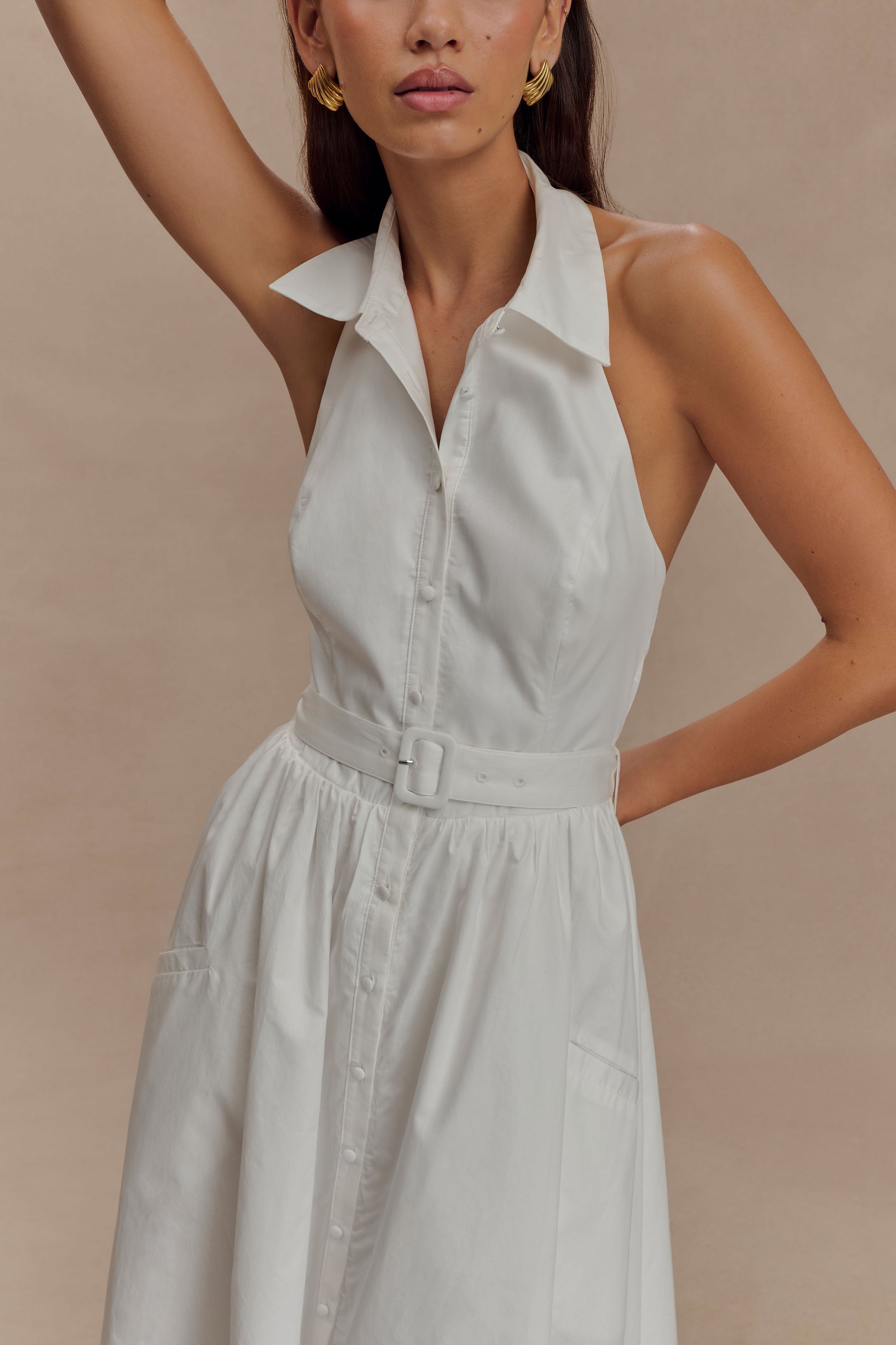 Cindy Collared Midi Dress - White Cindy Collared Midi Dress - White
