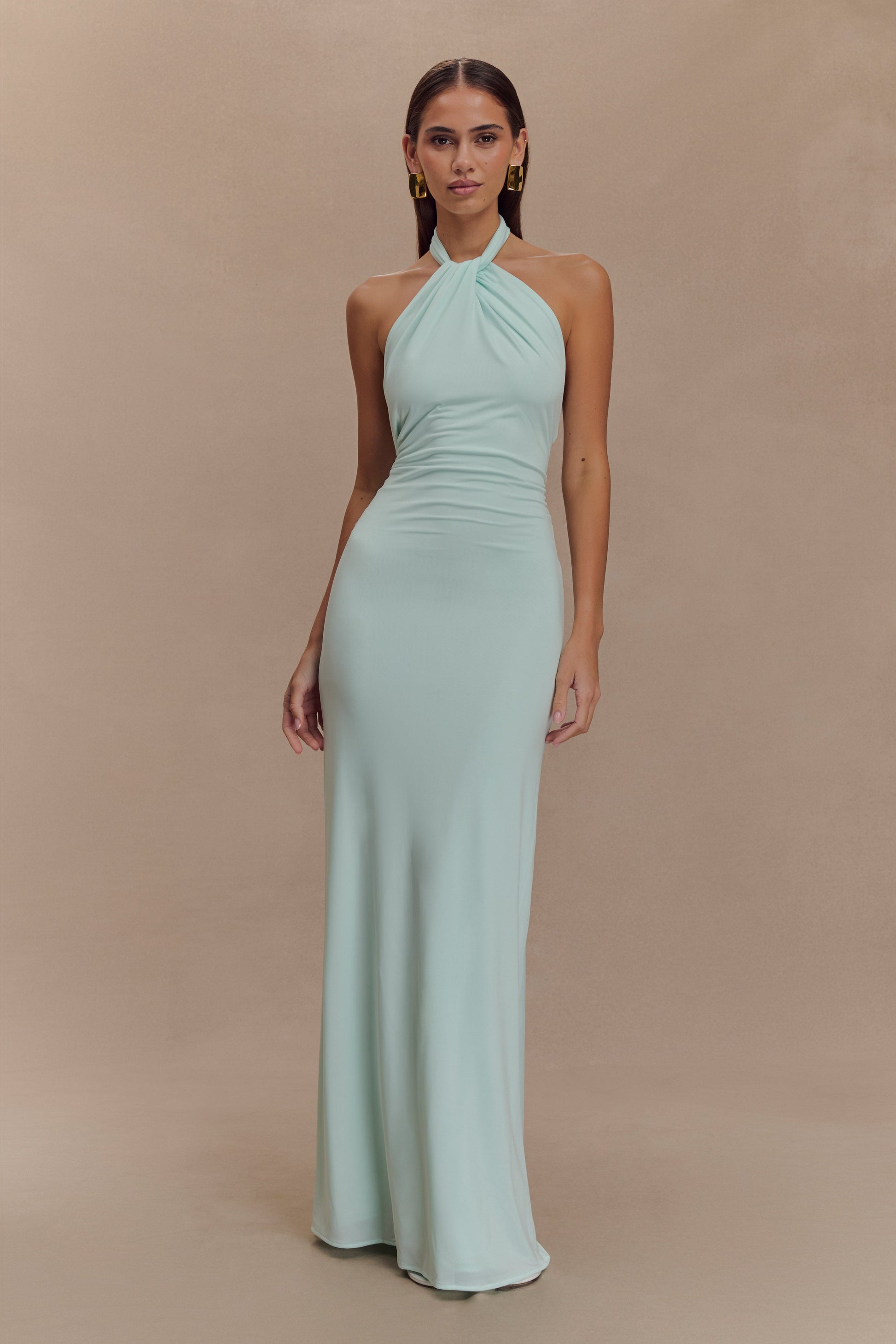 Elyna Slinky Halter Maxi Dress / Lagoon | MESHKI | XXL Elyna Slinky Halter Maxi Dress / Lagoon | MESHKI | XXL