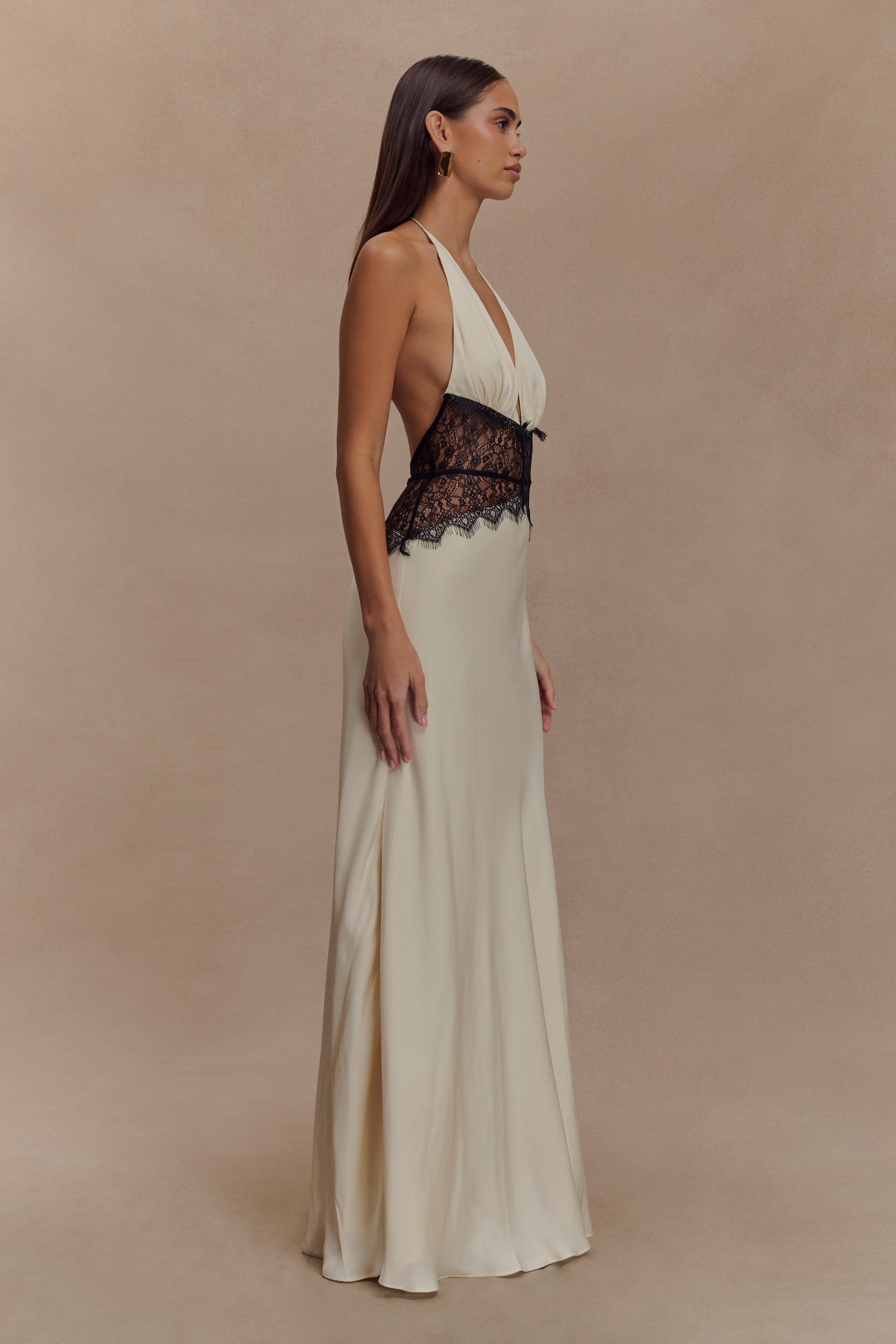 Dinah Lace and Satin Maxi Dress / Black/Ivory | Meshki | M Dinah Lace and Satin Maxi Dress / Black/Ivory | Meshki | M