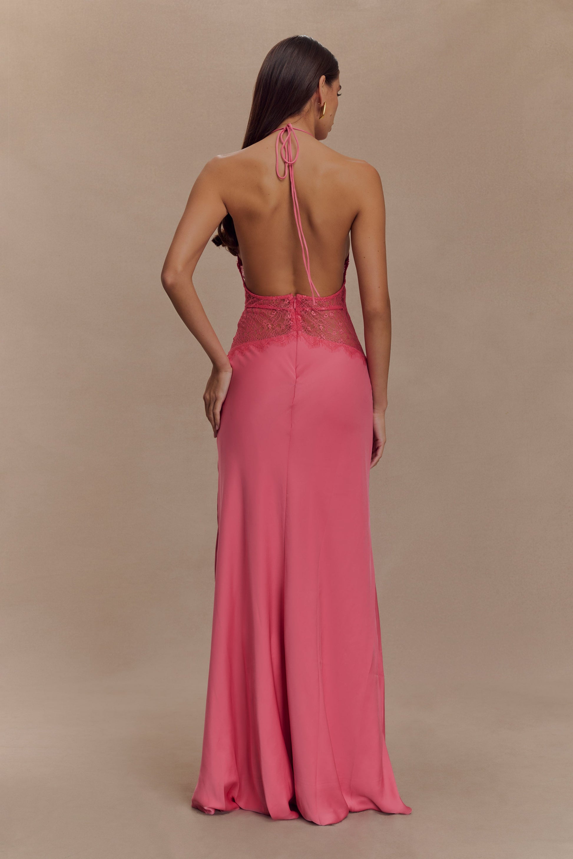 Dinah Lace And Satin Maxi Dress / Blush Rose | MESHKI | 3XL Dinah Lace And Satin Maxi Dress / Blush Rose | MESHKI | 3XL