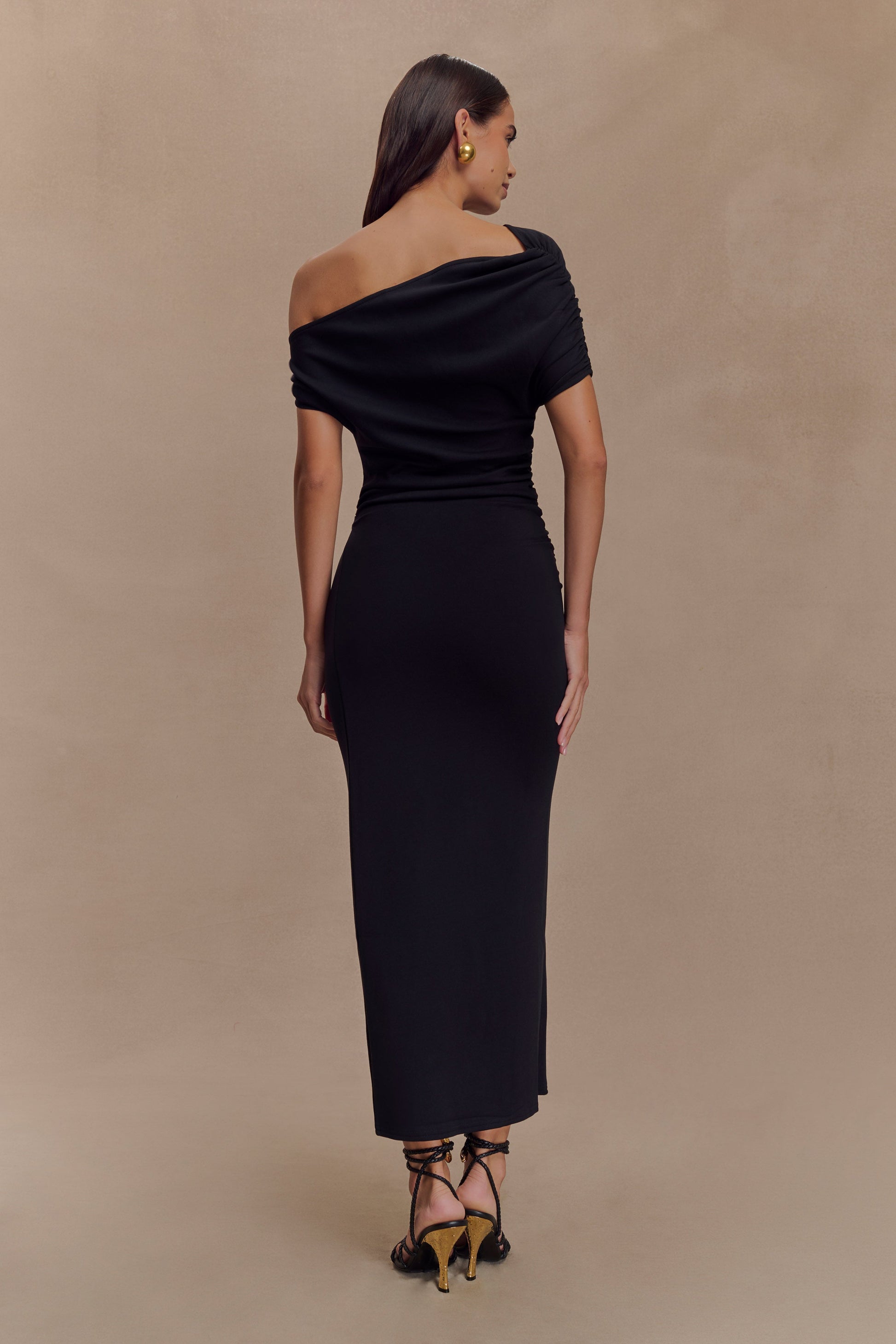 Kendra Scuba Jersey Midi Dress With Hardware / Black | MESHKI