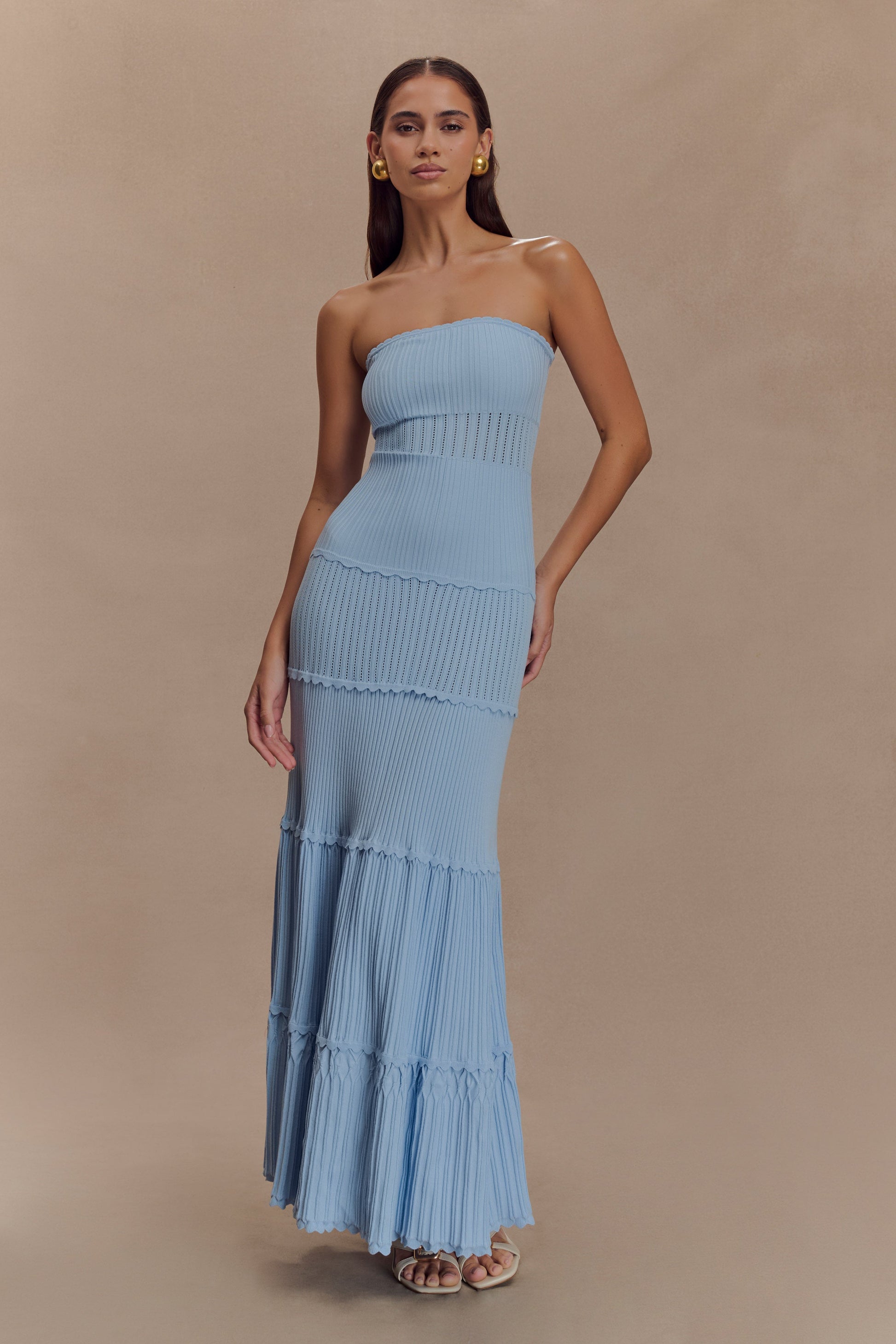 Finley Pointelle Knit Maxi Dress / Cornflower Blue | MESHKI