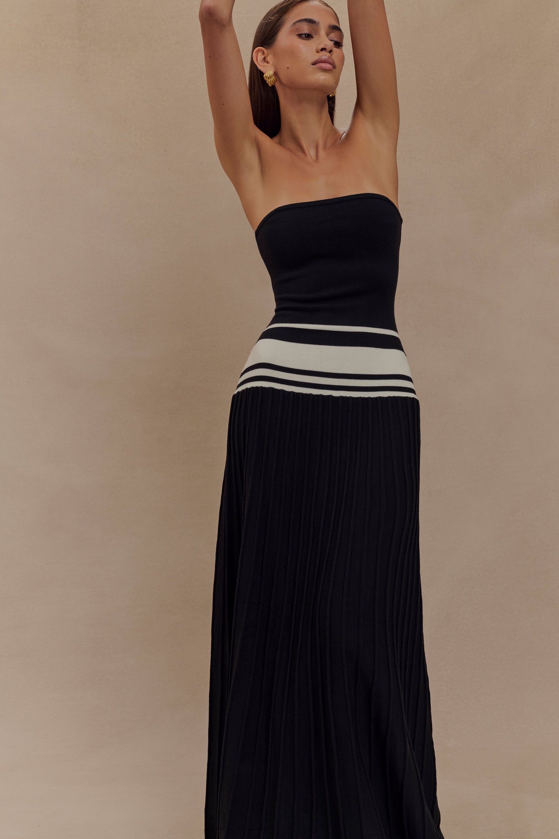 meshki black and white dress Dinah Lace Satin Maxi / Black/Ivory | Black & White Meshki Monique