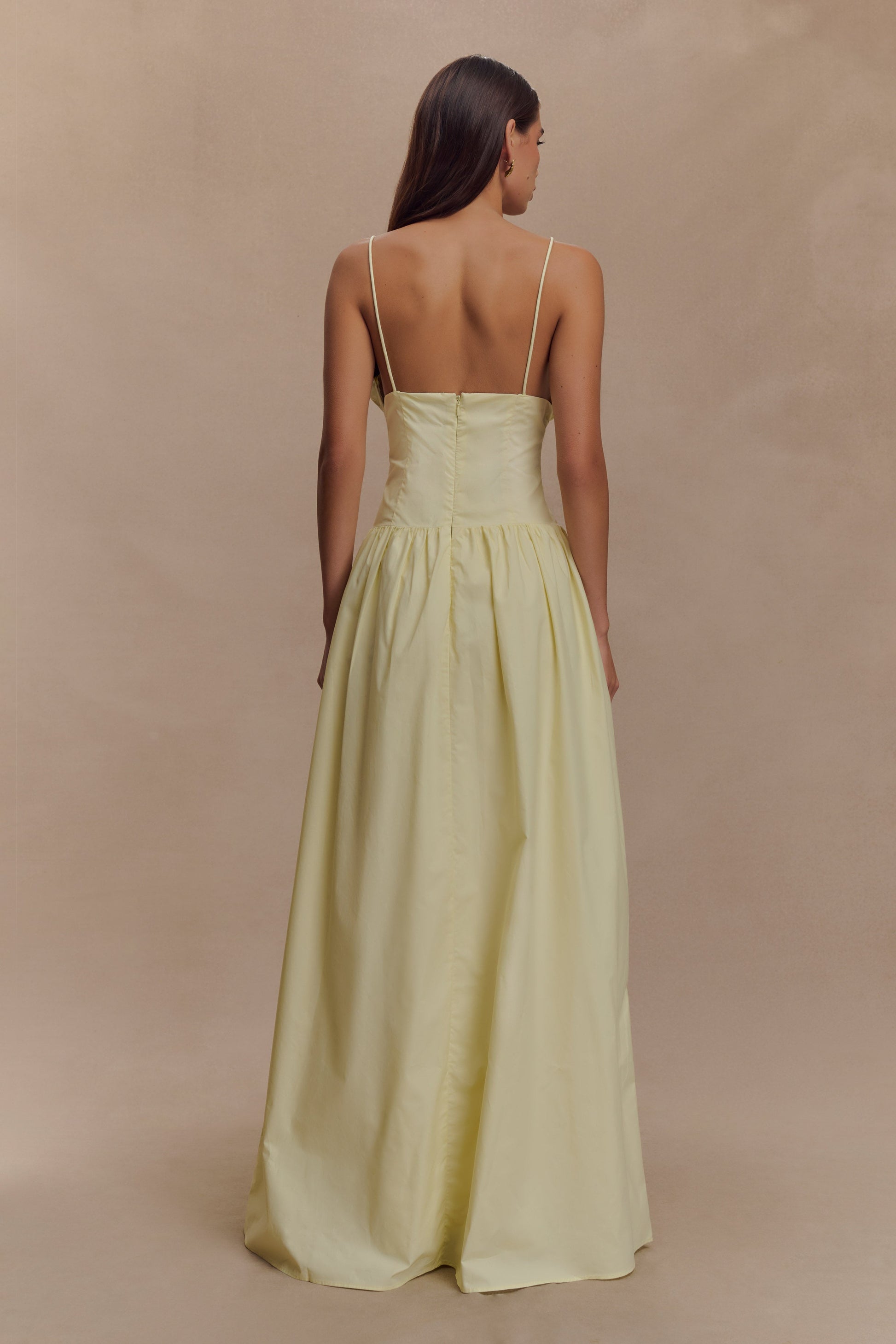 Janis Cotton Frill Maxi Dress / Lemon | MESHKI | XS Janis Cotton Frill Maxi Dress / Lemon | MESHKI | XS