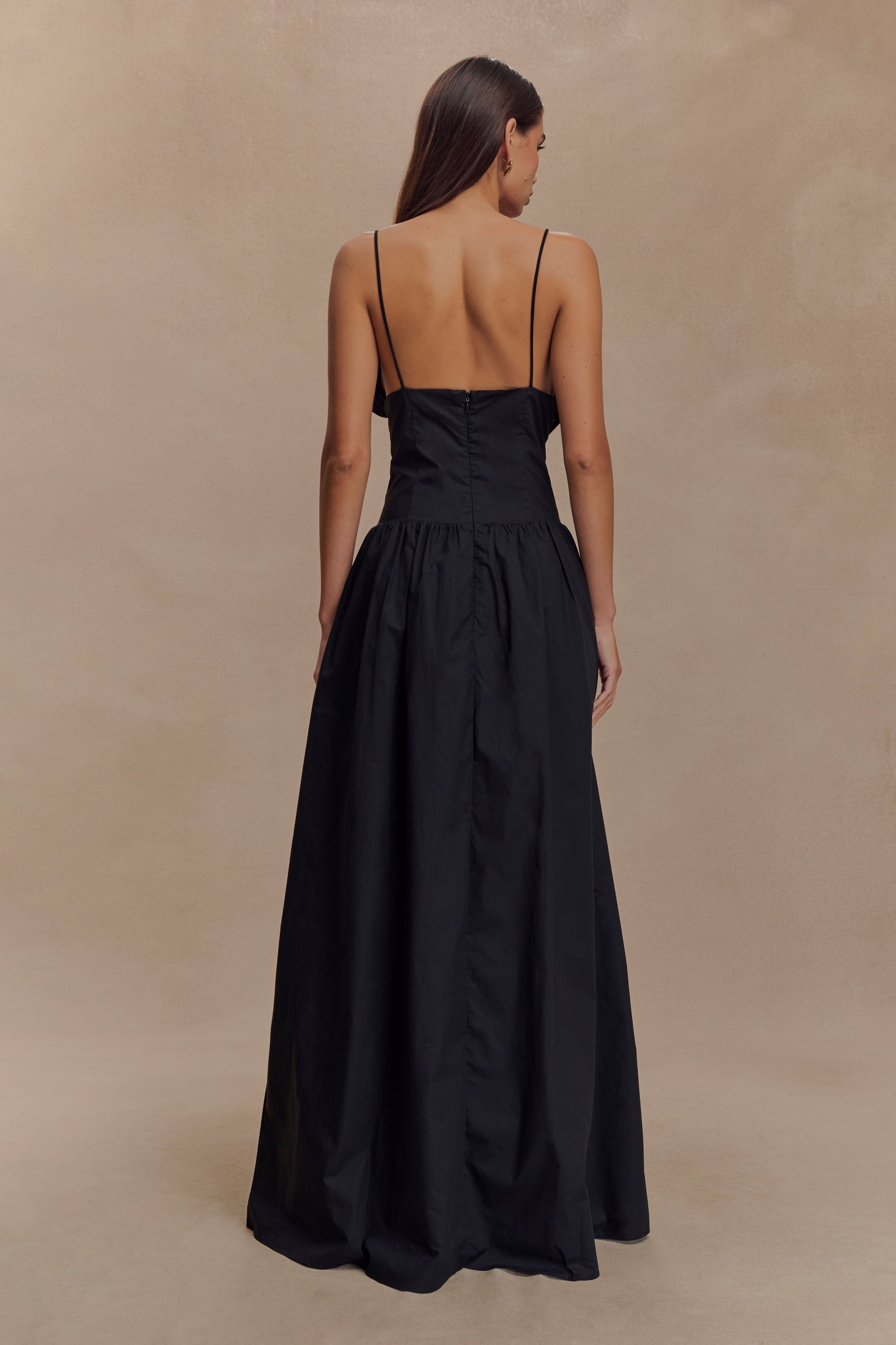 Janis Cotton Frill Maxi Dress / Black | MESHKI | XXS Janis Cotton Frill Maxi Dress / Black | MESHKI | XXS