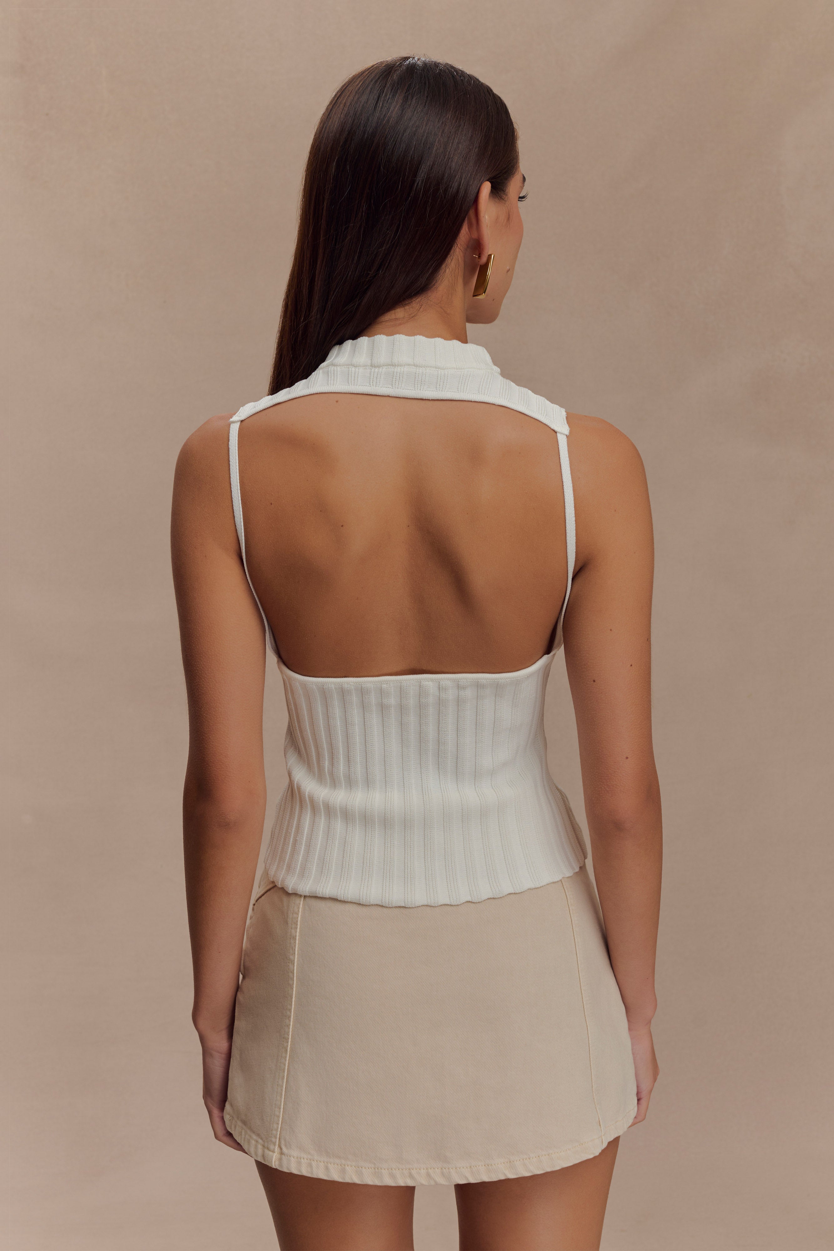 Oona Turtle Neck Knit Top - Ivory | MESHKI US