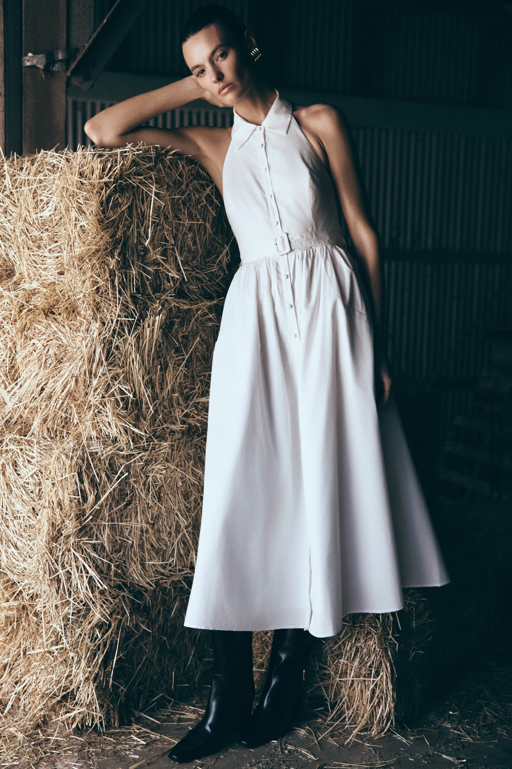 Cindy Collared Midi Dress / White | Meshki | Xs Cindy Collared Midi Dress / White | Meshki | Xs