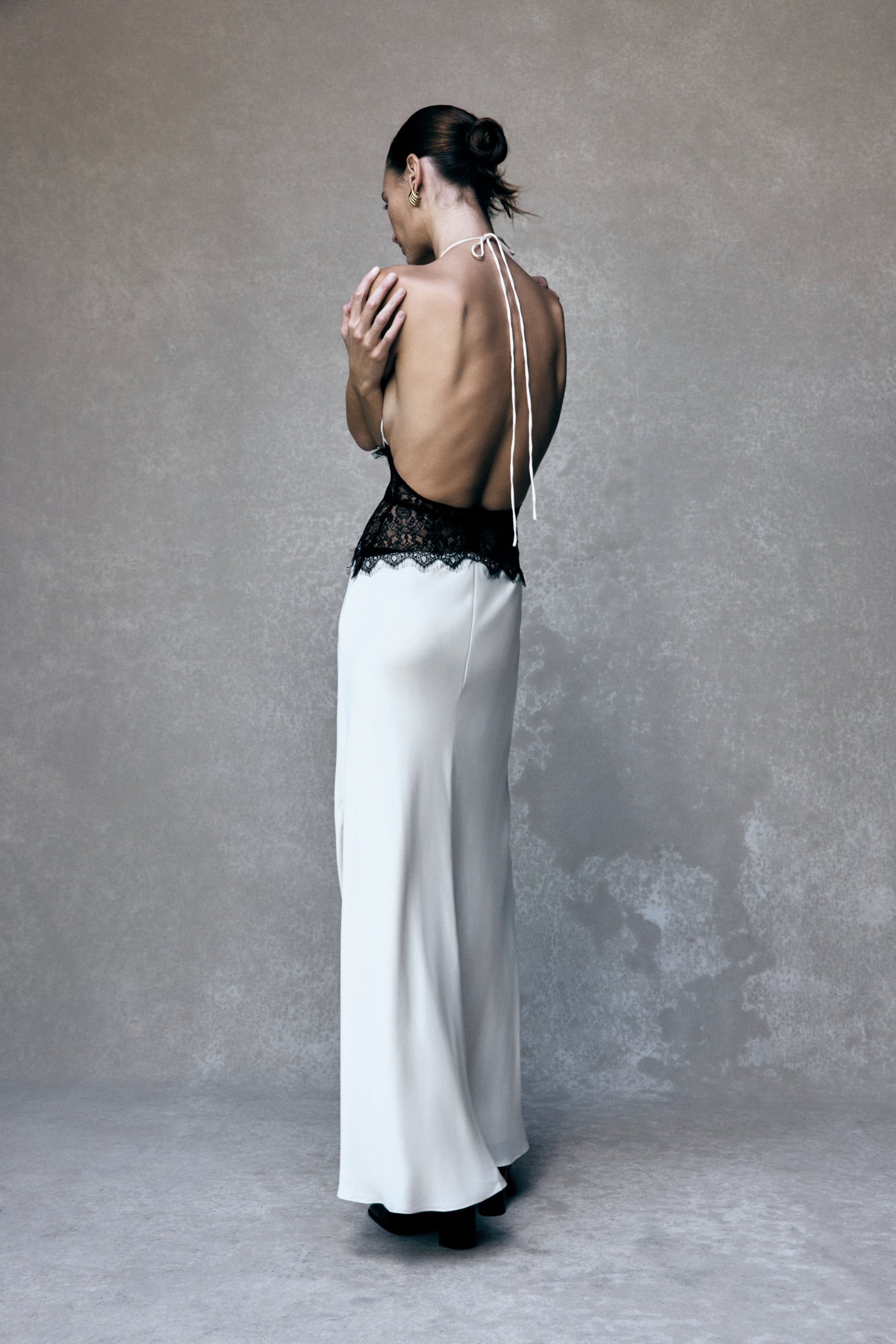 Dinah Lace And Satin Maxi Dress / Black/Ivory | MESHKI | M Dinah Lace And Satin Maxi Dress / Black/Ivory | MESHKI | M