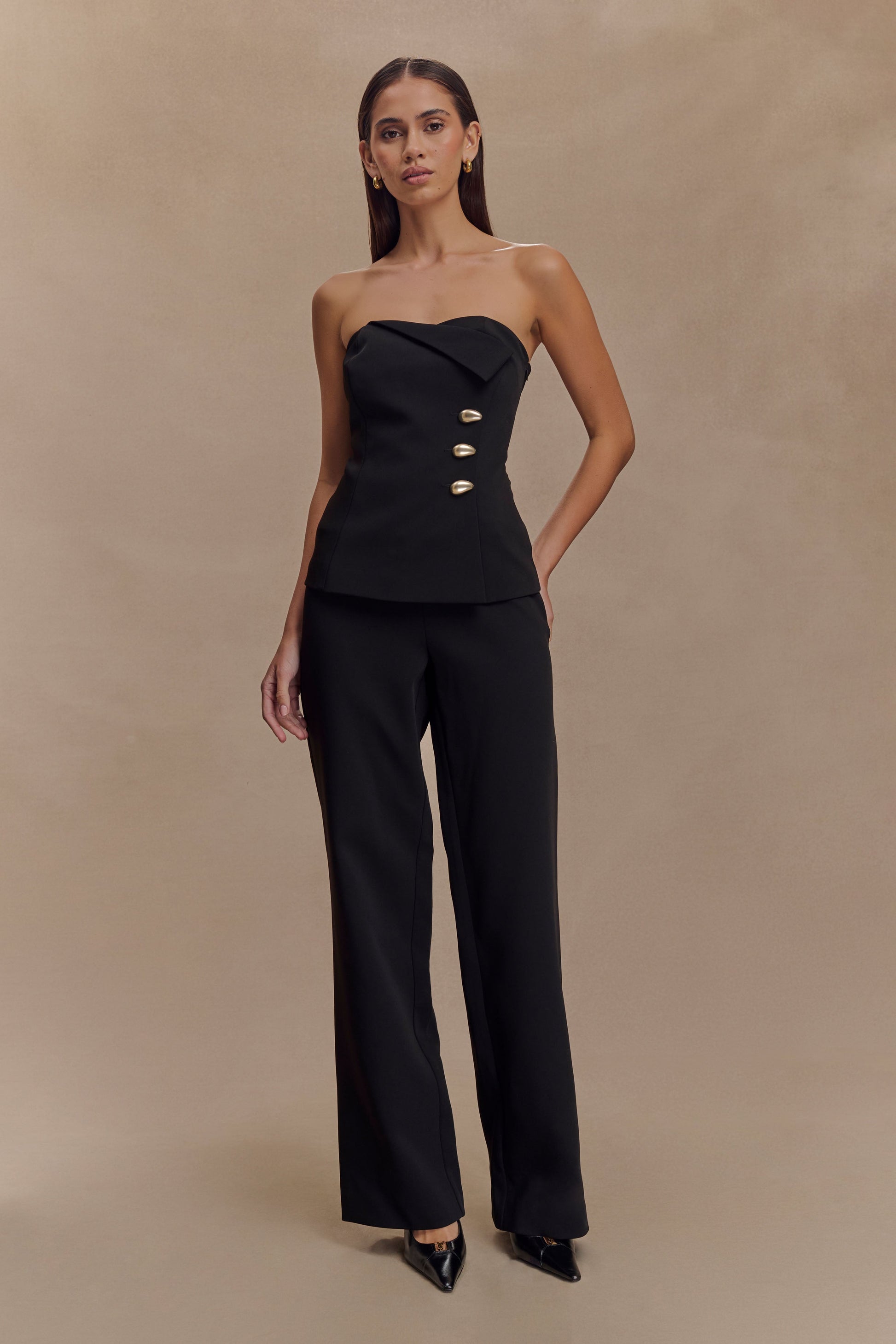 Lindie Straight Leg Suiting Pants / Black | MESHKI