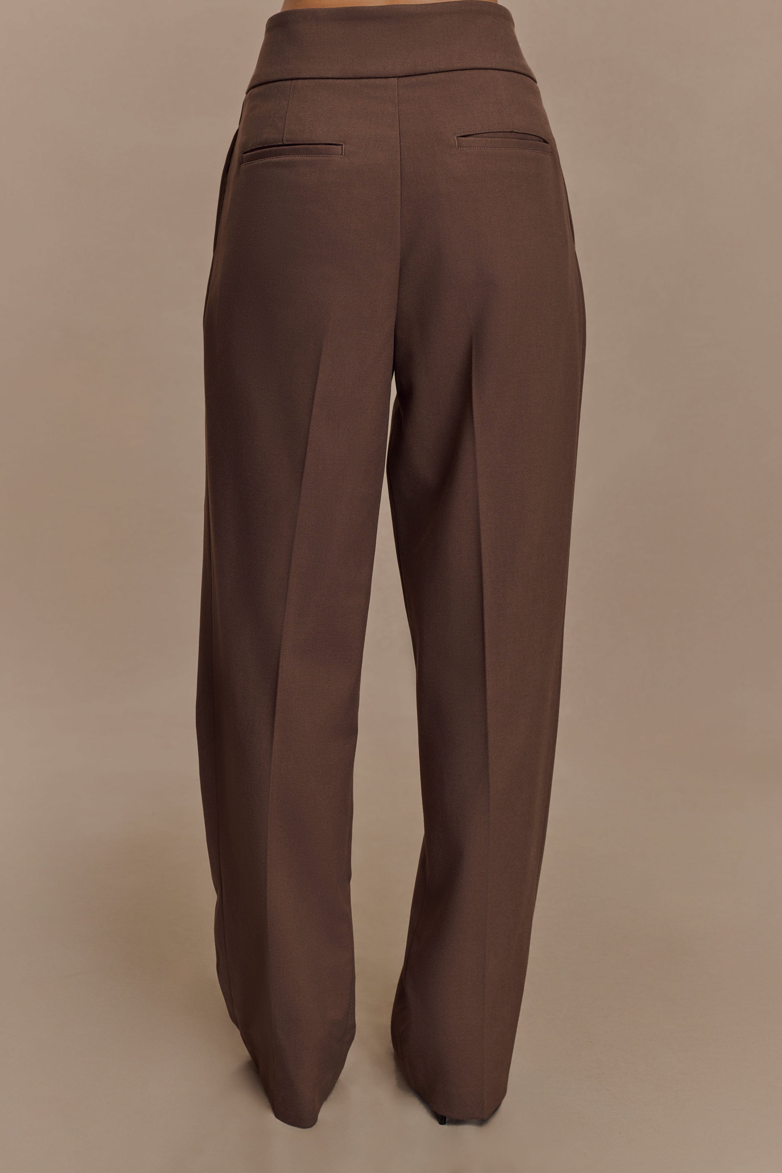 Penelope Pleated High Waisted Pants - Chocolate | MESHKI US