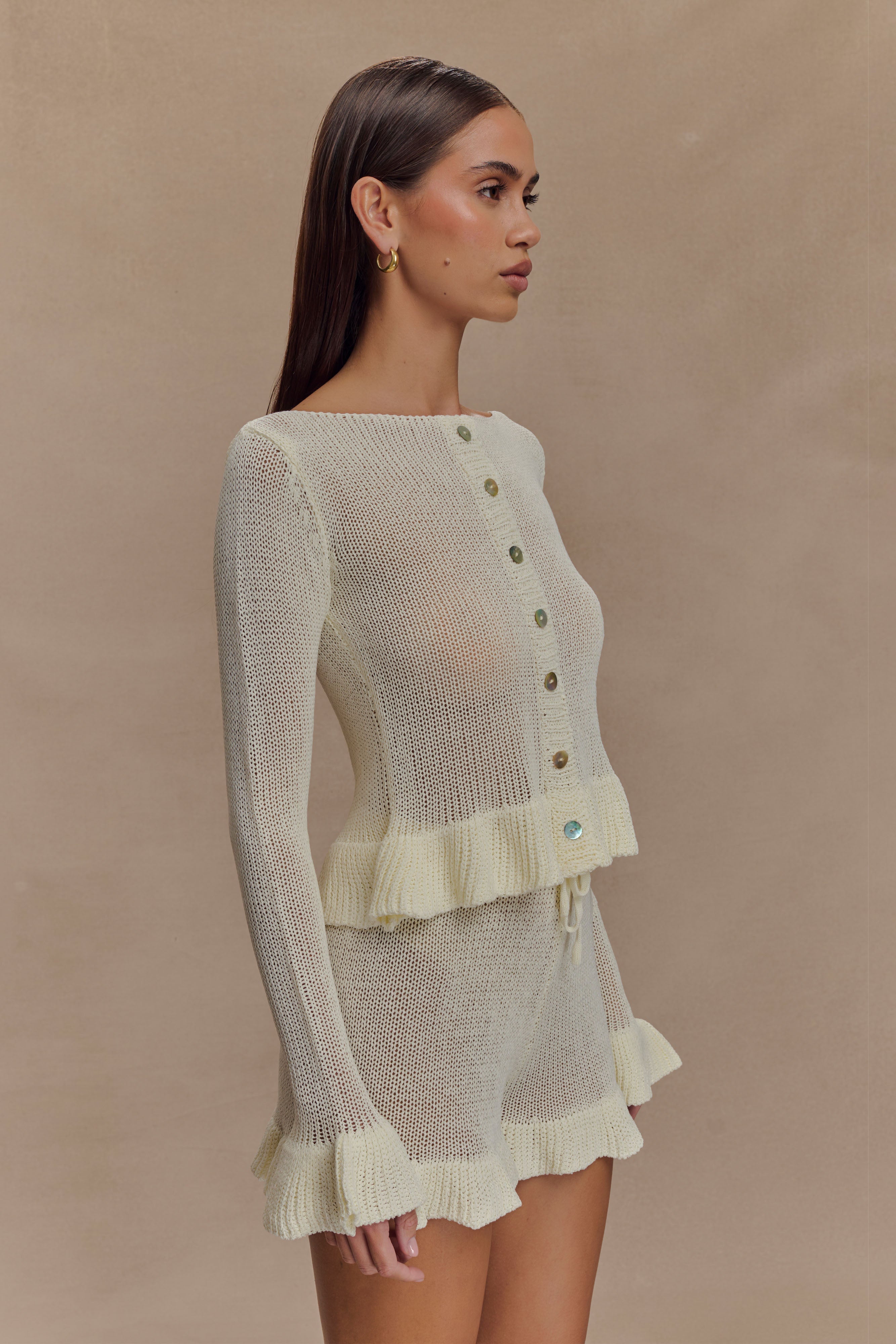 トップス Frill cardigan set mini knit OP White frill cardigan set mini knit OP – BUNNY APARTMENT