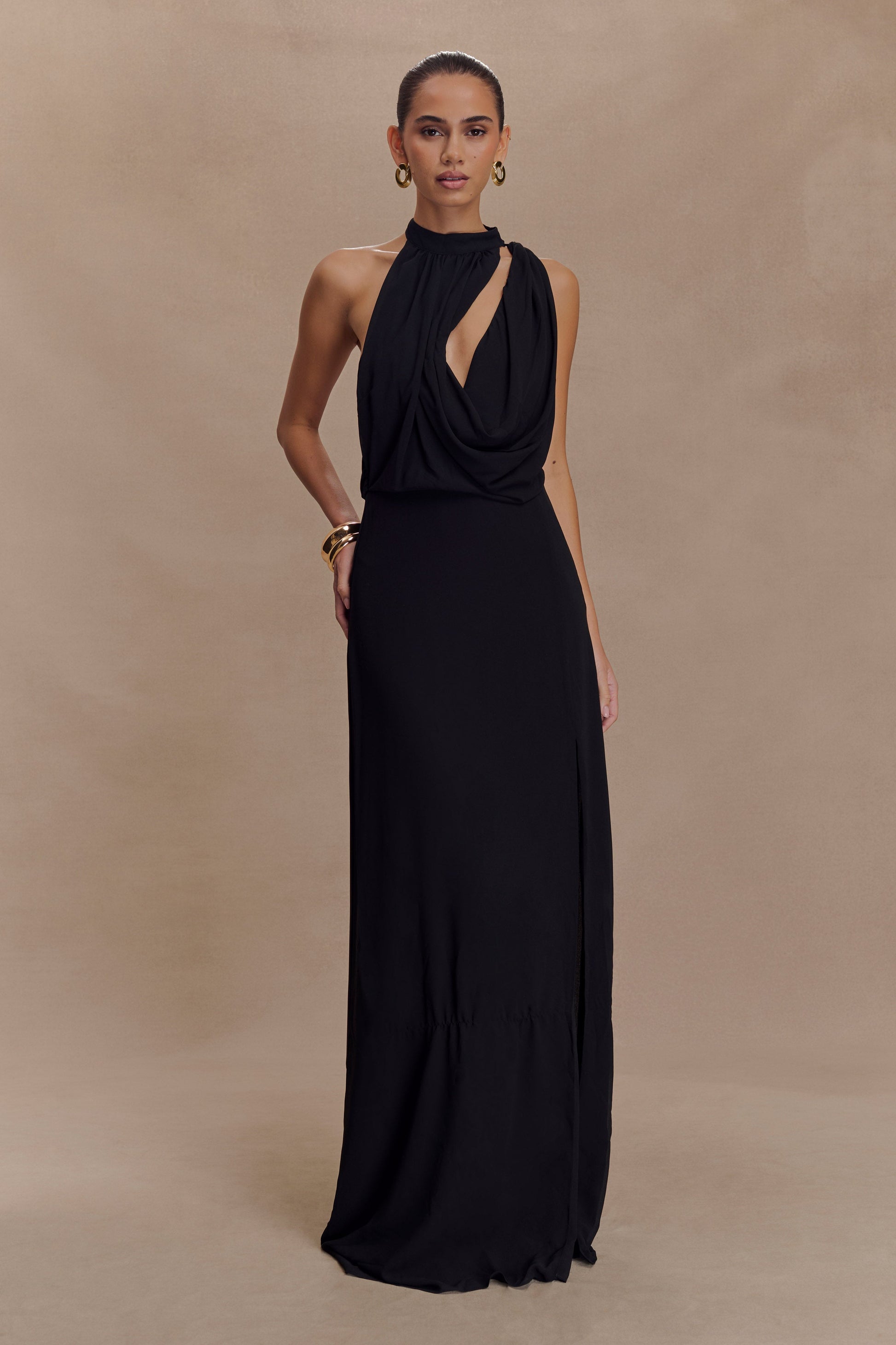 Galia Cowl Neck Maxi Dress / Black | MESHKI | L Galia Cowl Neck Maxi Dress / Black | MESHKI | L