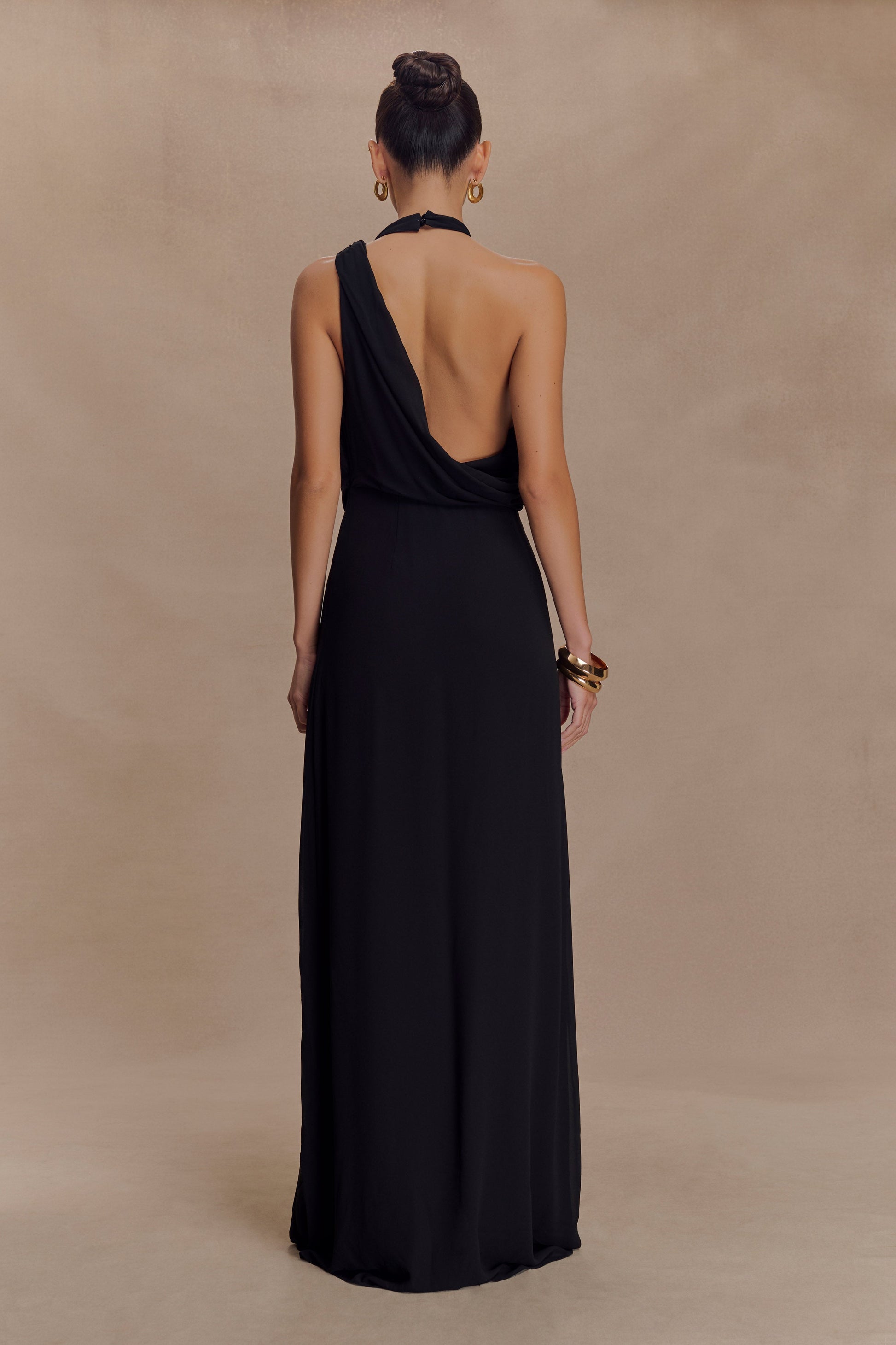Galia Cowl Neck Maxi Dress / Black | MESHKI