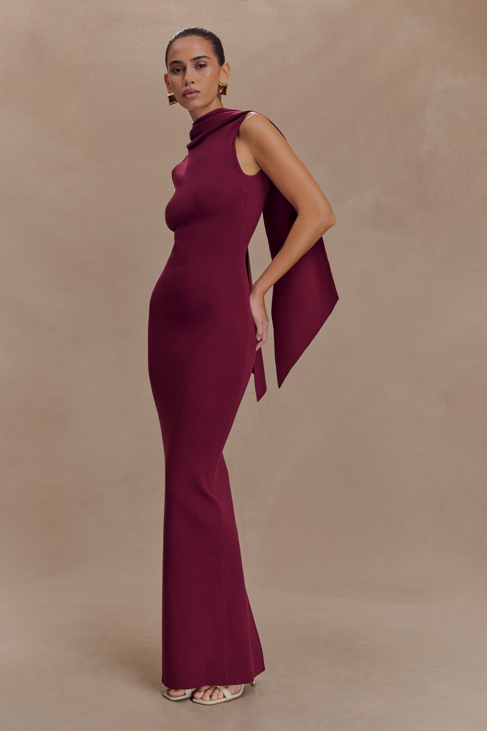 Darby Knit Scarf Maxi Dress / Merlot | MESHKI