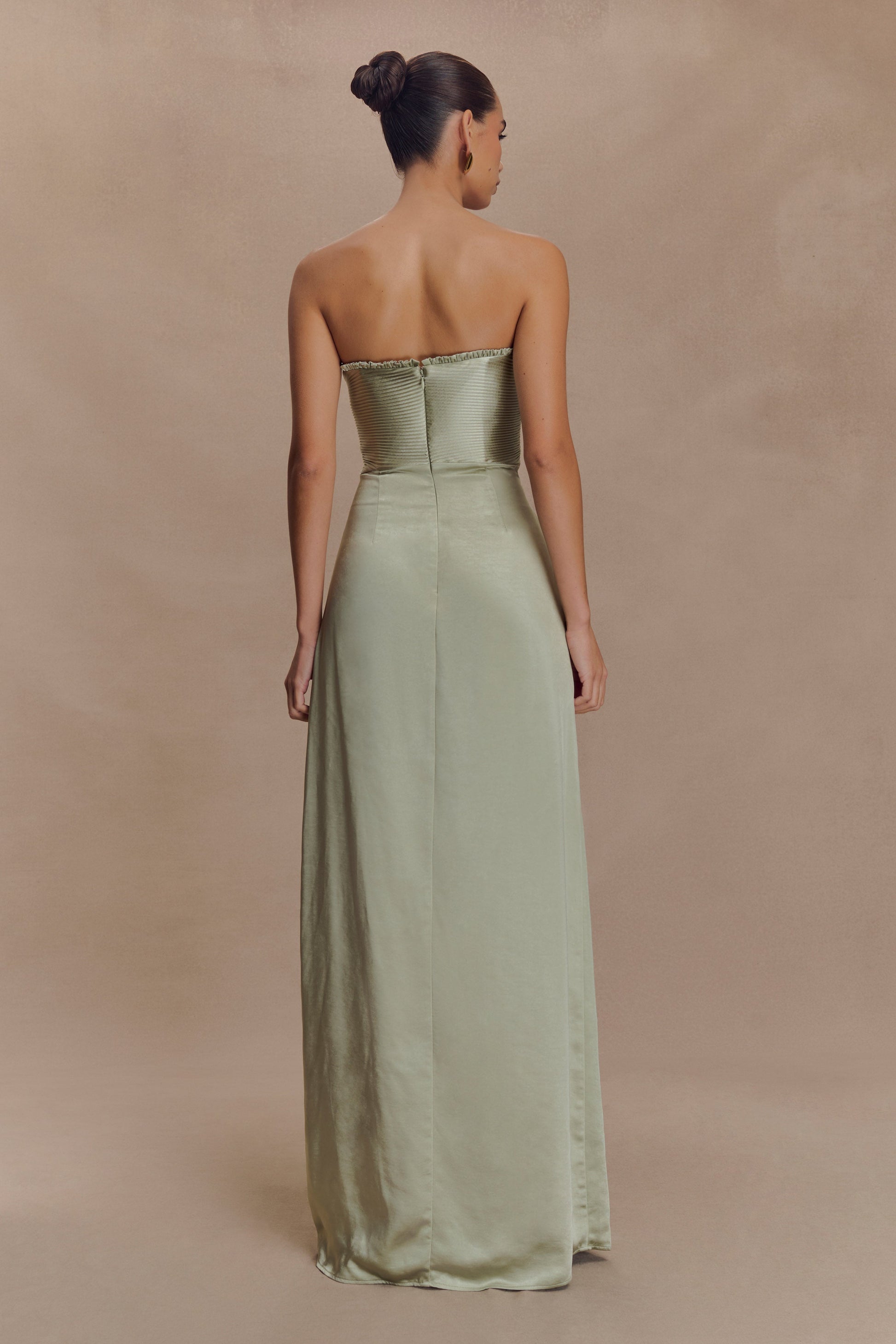 meshki sage green dress Virginia Suiting Embroidered Midi / | and modern bridal moments. Bella Satin Halter Maxi Dress