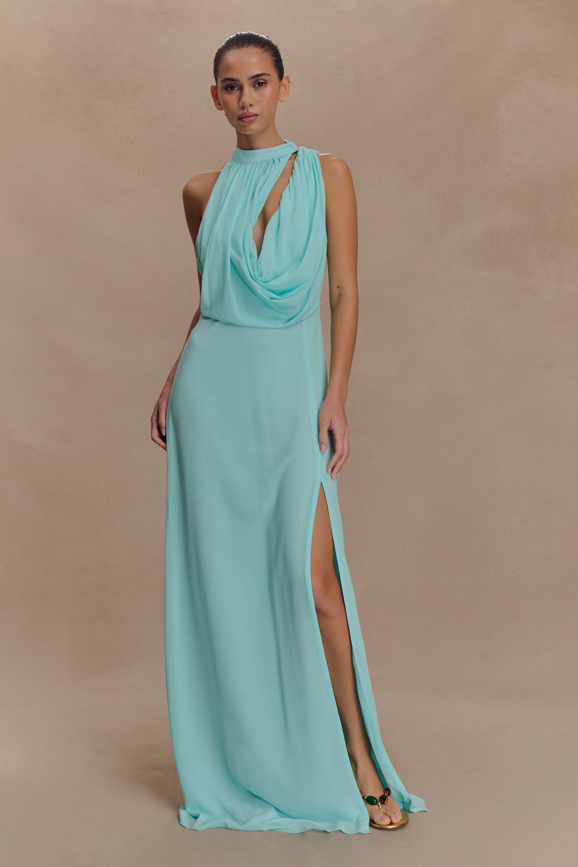 Galia Cowl Neck Maxi Dress / Lagoon | MESHKI | XS Galia Cowl Neck Maxi Dress / Lagoon | MESHKI | XS