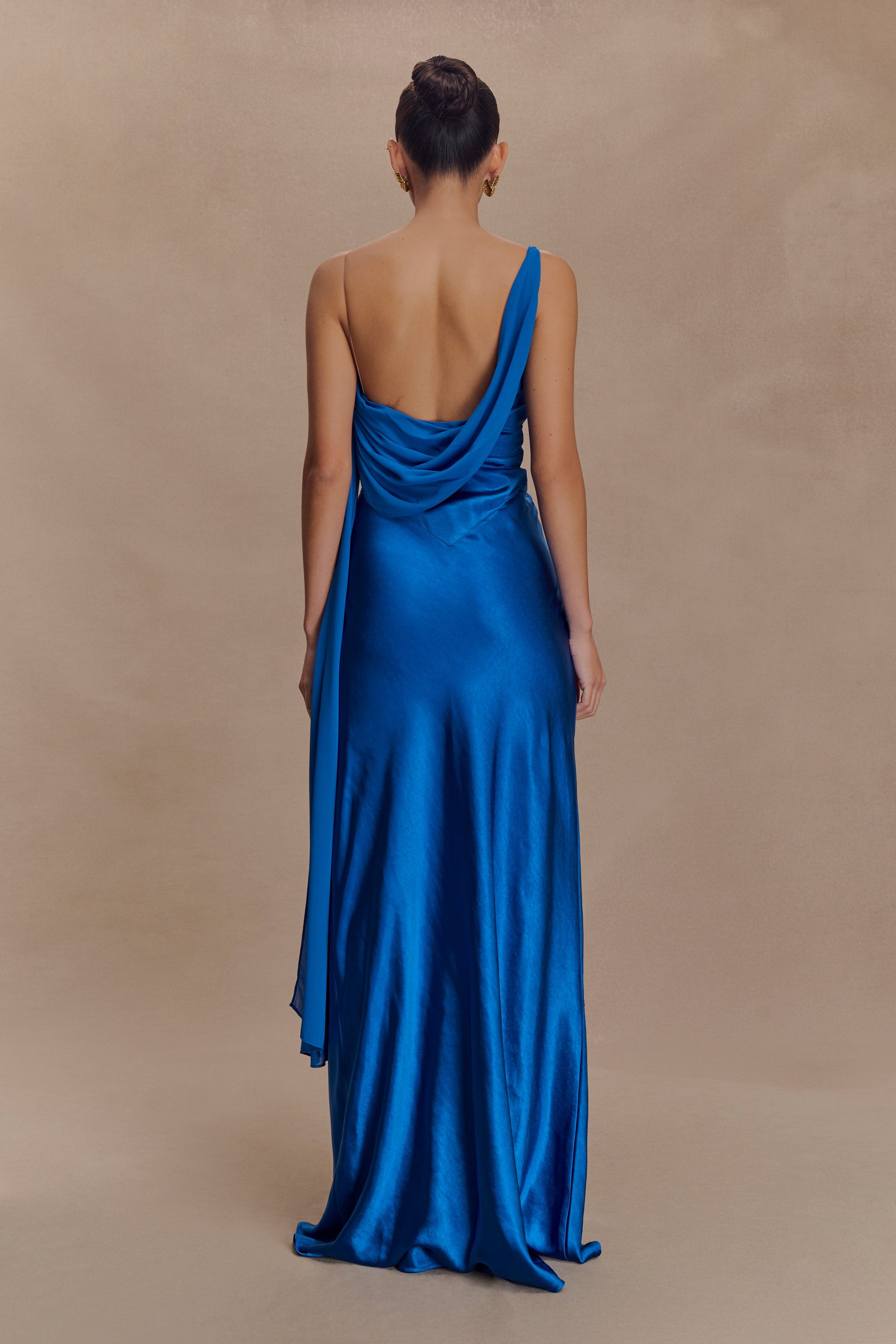 Carah Satin And Chiffon Maxi Dress / Cobalt | MESHKI | XXS Carah Satin And Chiffon Maxi Dress / Cobalt | MESHKI | XXS