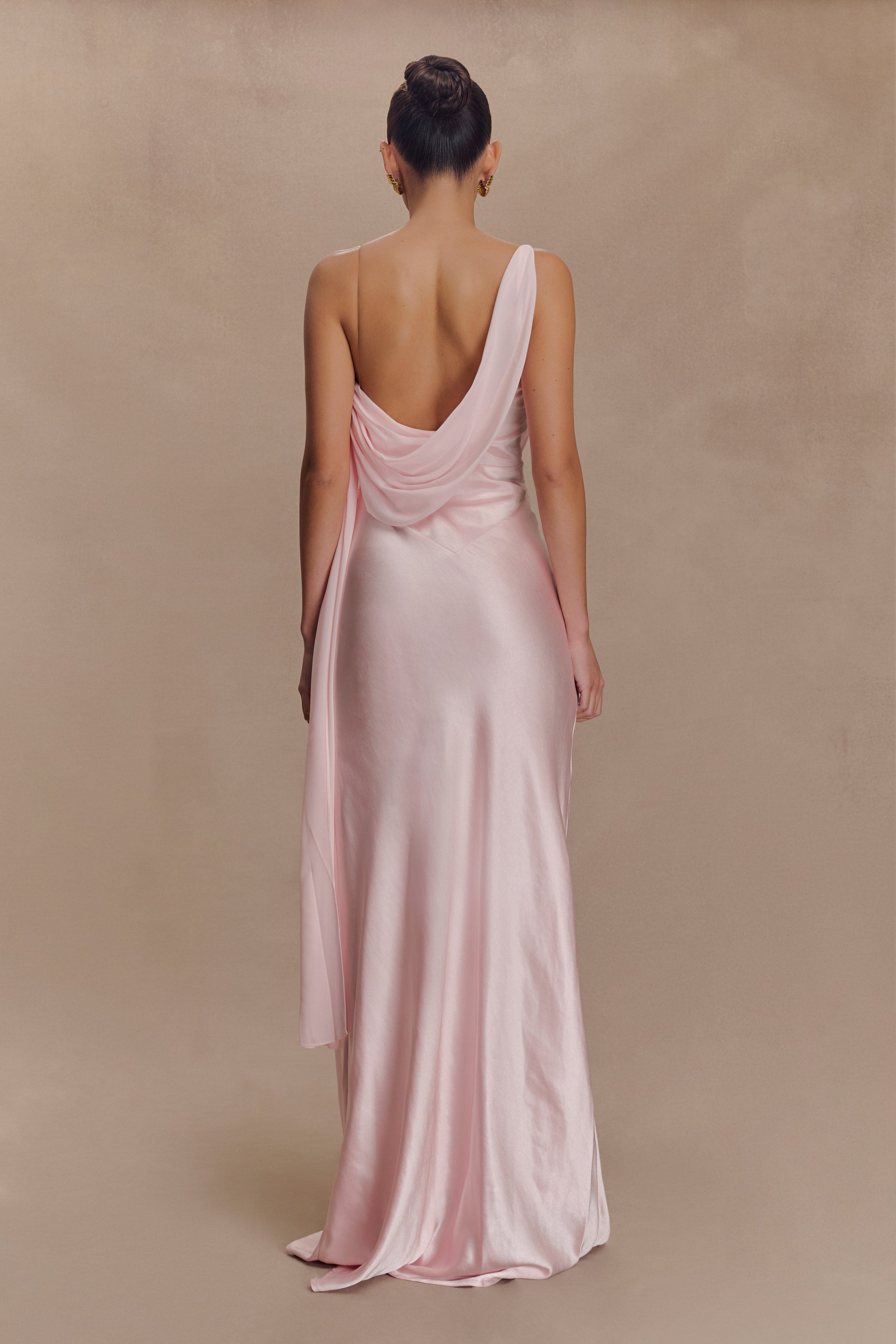 Carah Satin And Chiffon Maxi Dress / Pale Pink | MESHKI | XS Carah Satin And Chiffon Maxi Dress / Pale Pink | MESHKI | XS
