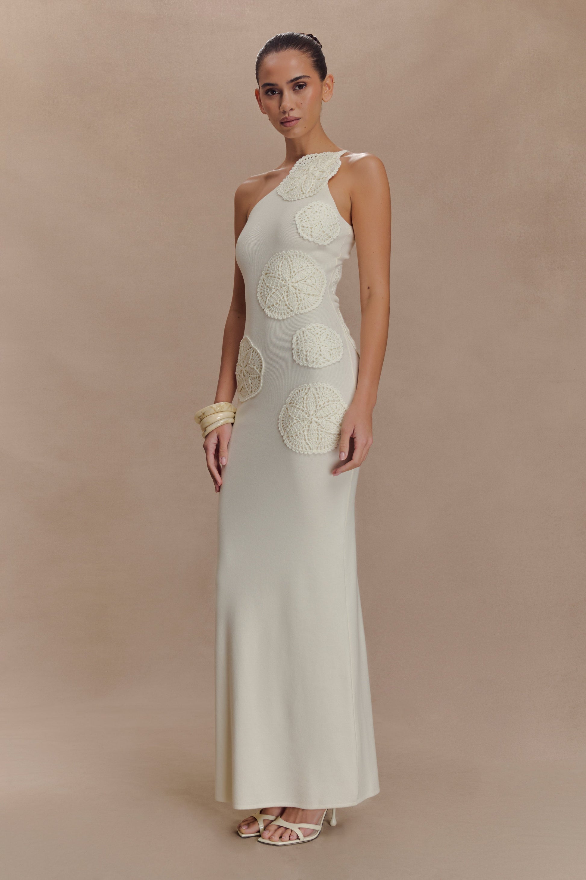 Teneika Crochet Knit Maxi Dress / Ivory | MESHKI