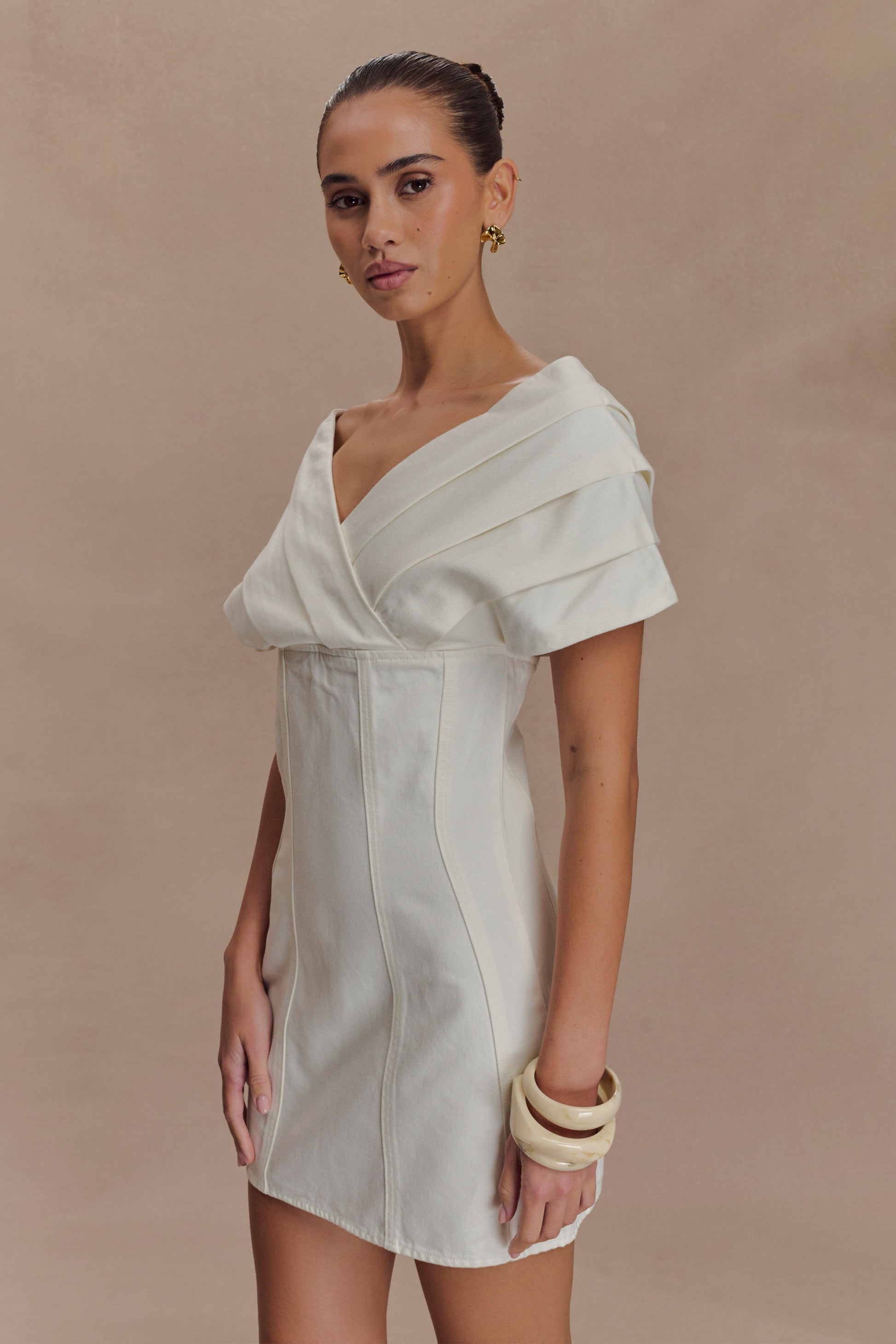 meshki denim dress Jane Button Down Mini to mini for effortless charm with a touch of edge. Pascale Off Shoulder Denim Mini