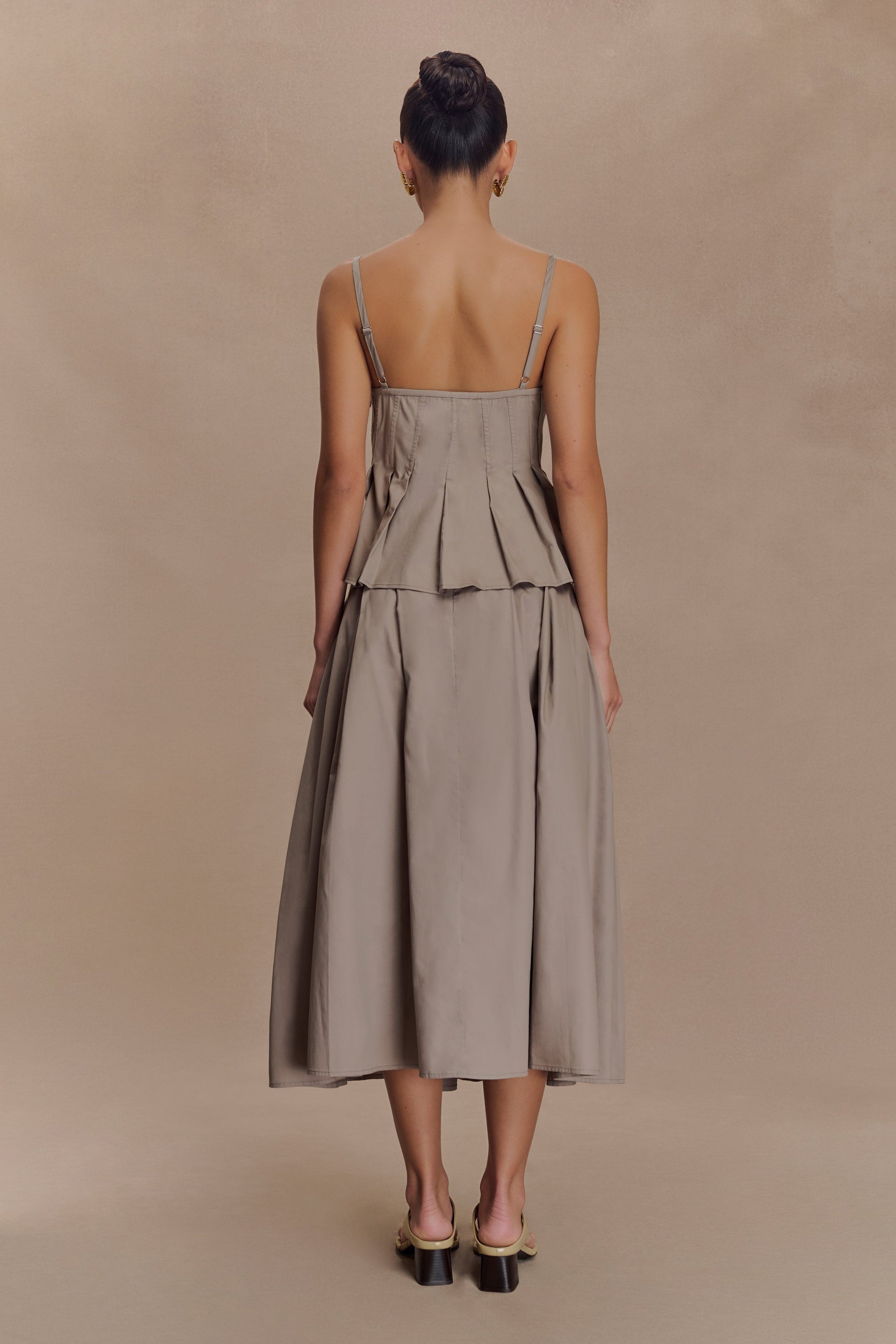 Mae A/Line Midi Skirt / Pebble Brown | MESHKI | S Mae A/Line Midi Skirt / Pebble Brown | MESHKI | S