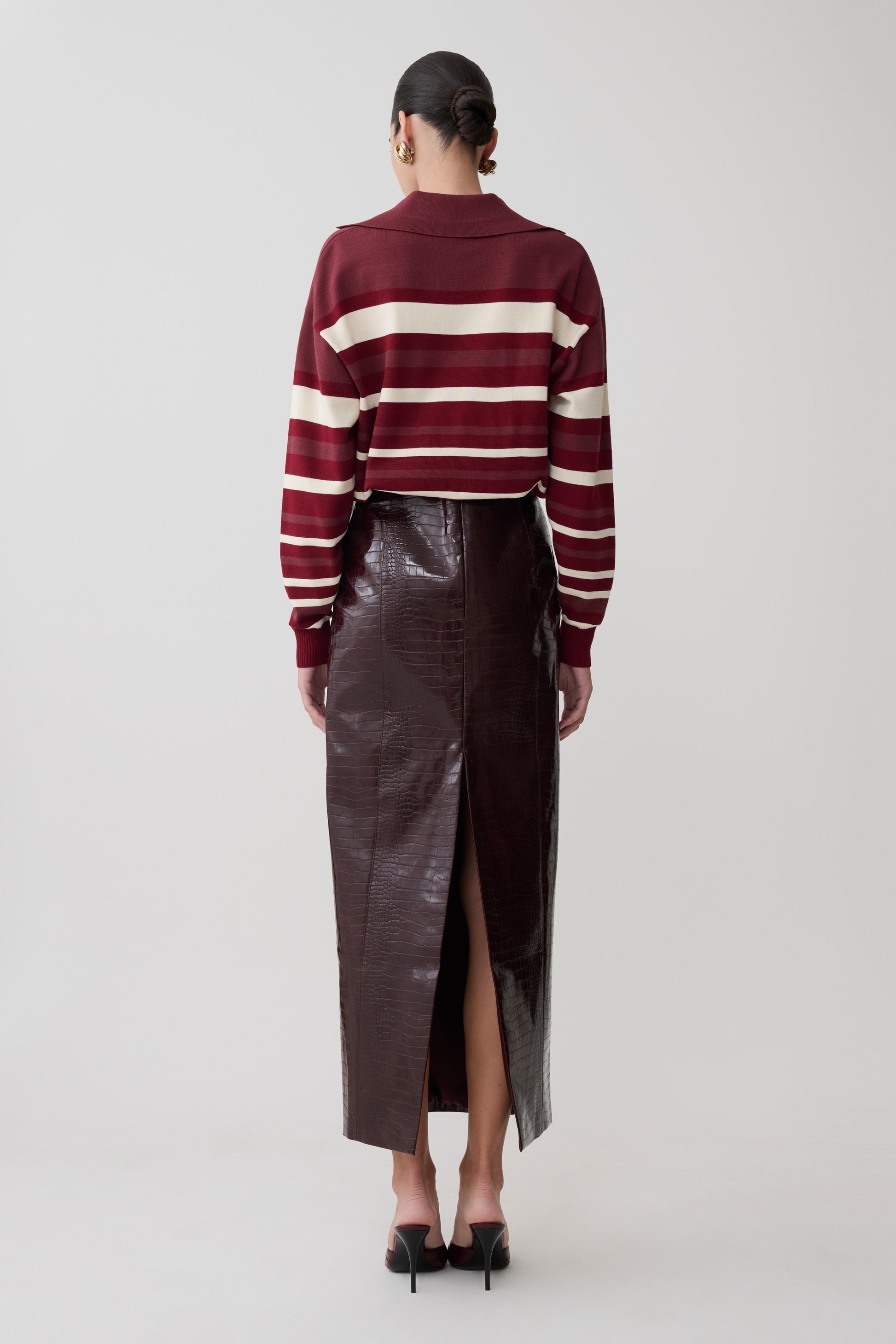 Philly Stripe Long Sleeve Knit Jumper - Burgundy/Cream #9