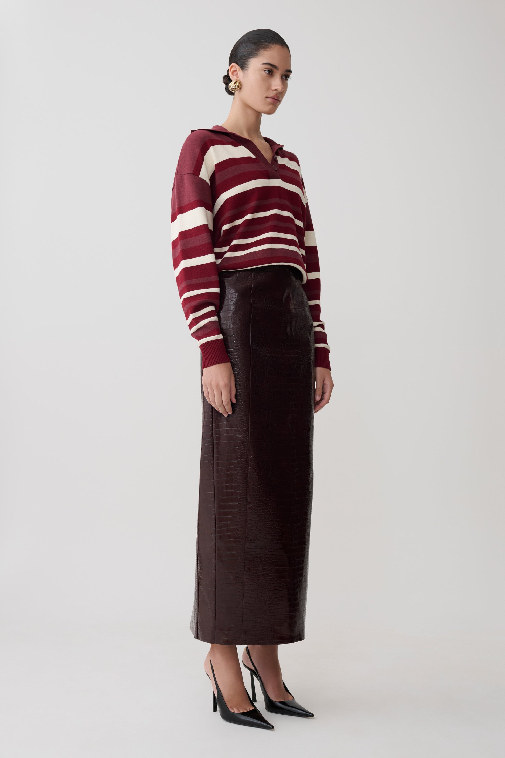 Philly Stripe Long Sleeve Knit Jumper - Burgundy/Cream #8
