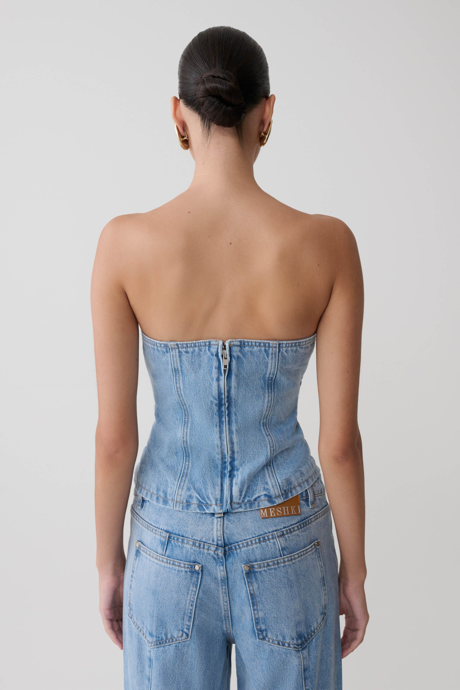Tommy Strapless Denim Top With Buckle - Classic Blue #7