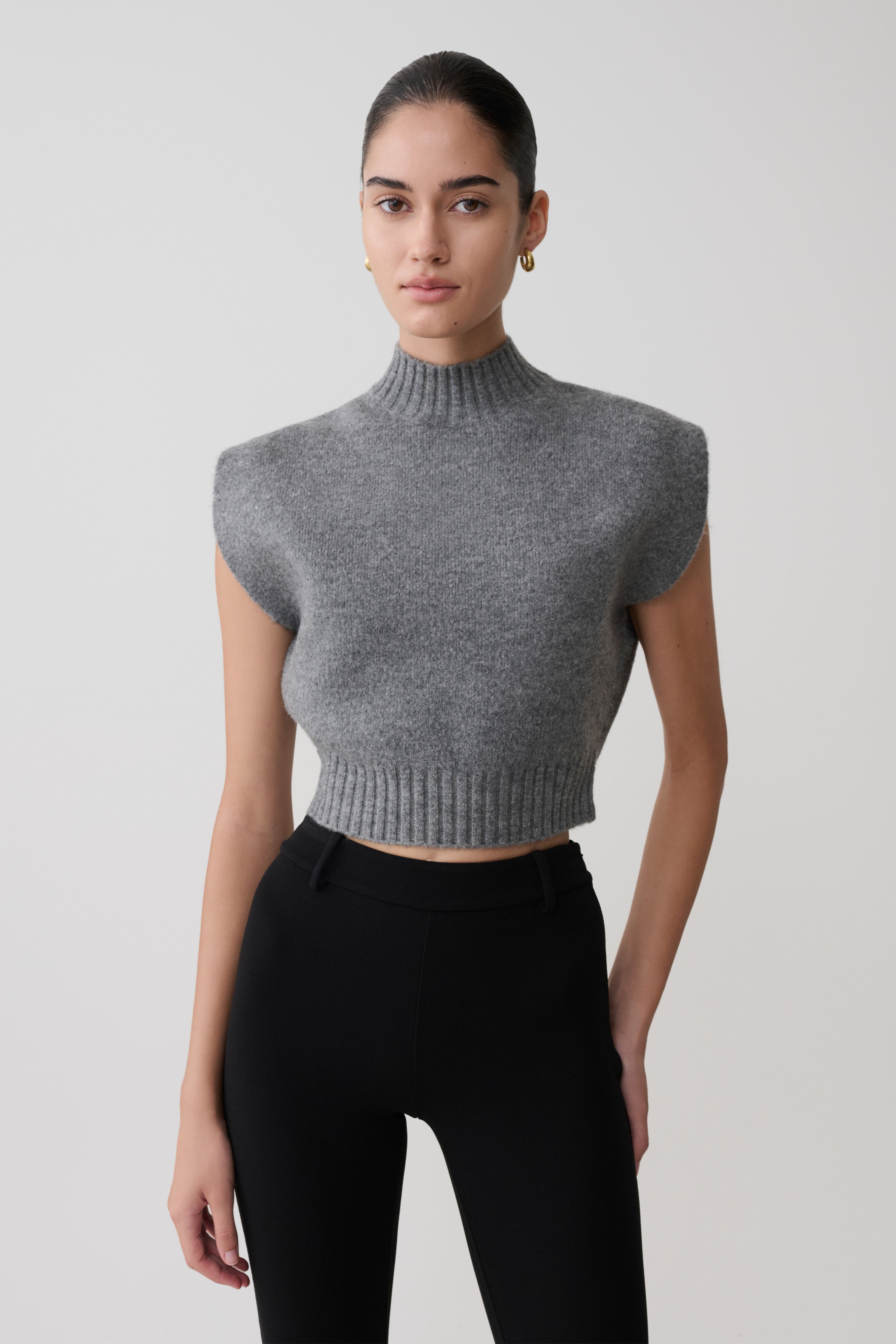 Niko Knit Oversized Top - Charcoal | MESHKI US