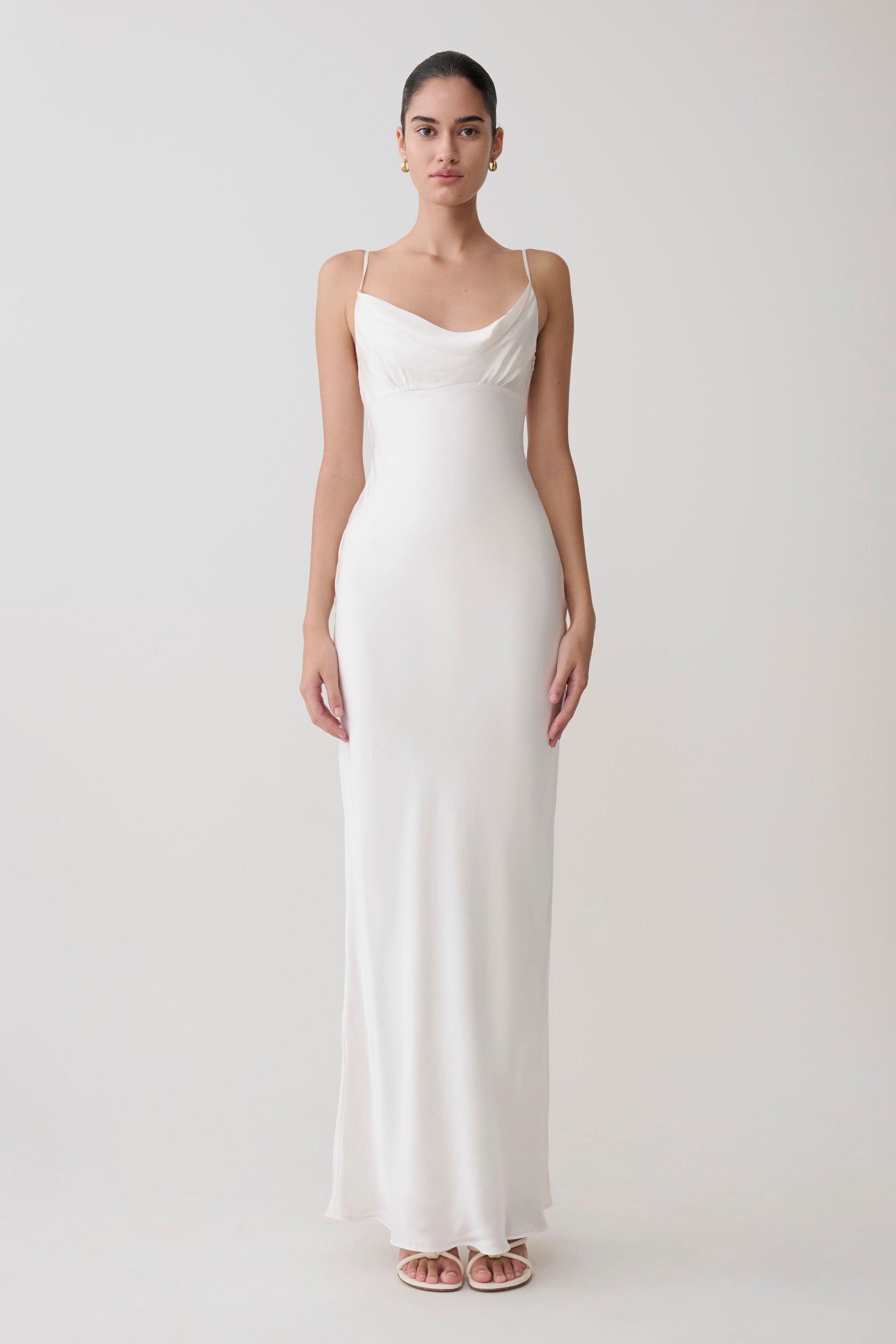 Seraphine Corset Satin Maxi Dress / Ivory | MESHKI