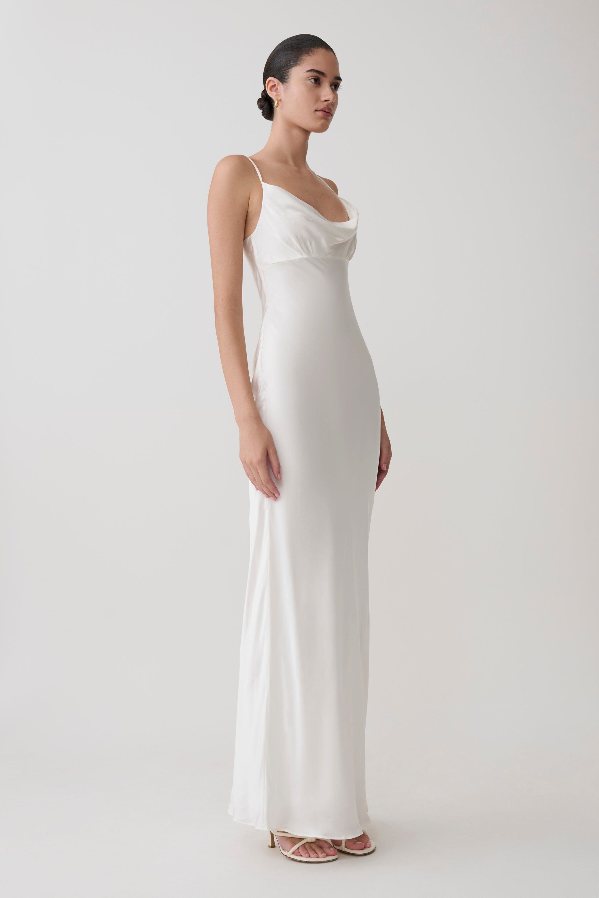 Seraphine Corset Satin Maxi Dress / Ivory | MESHKI