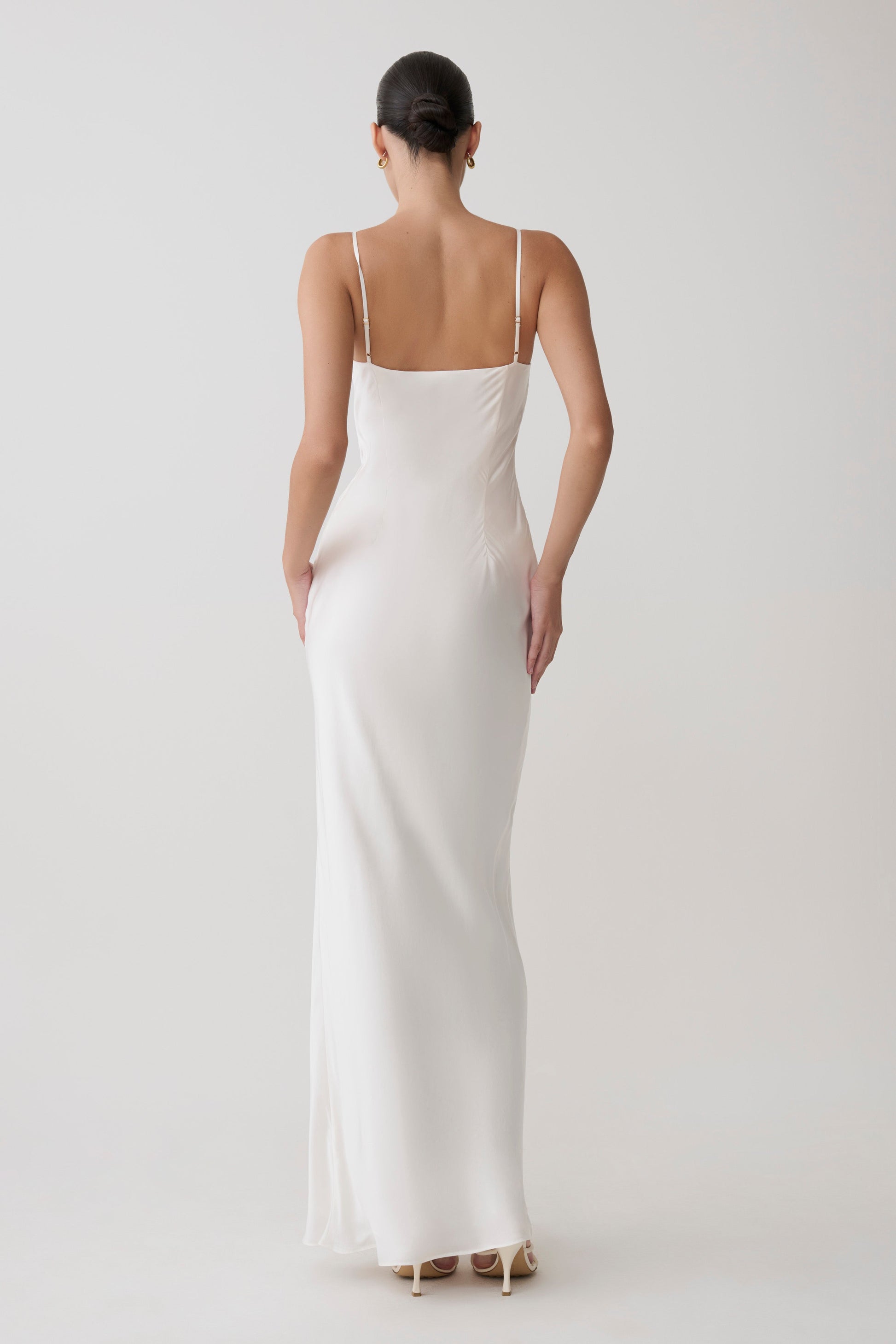 Seraphine Corset Satin Maxi Dress / Ivory | MESHKI
