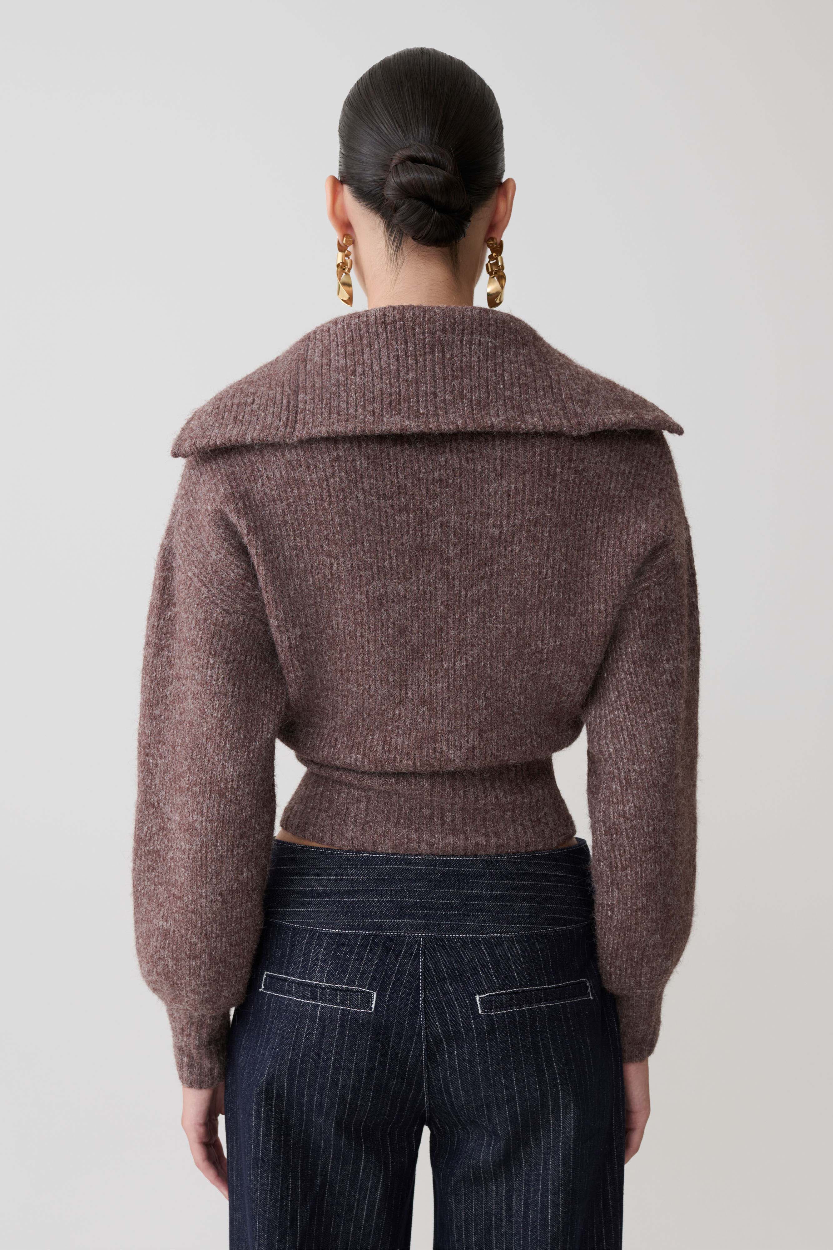 Skylaine Zip Knit Jumper - Brown Marle | MESHKI US