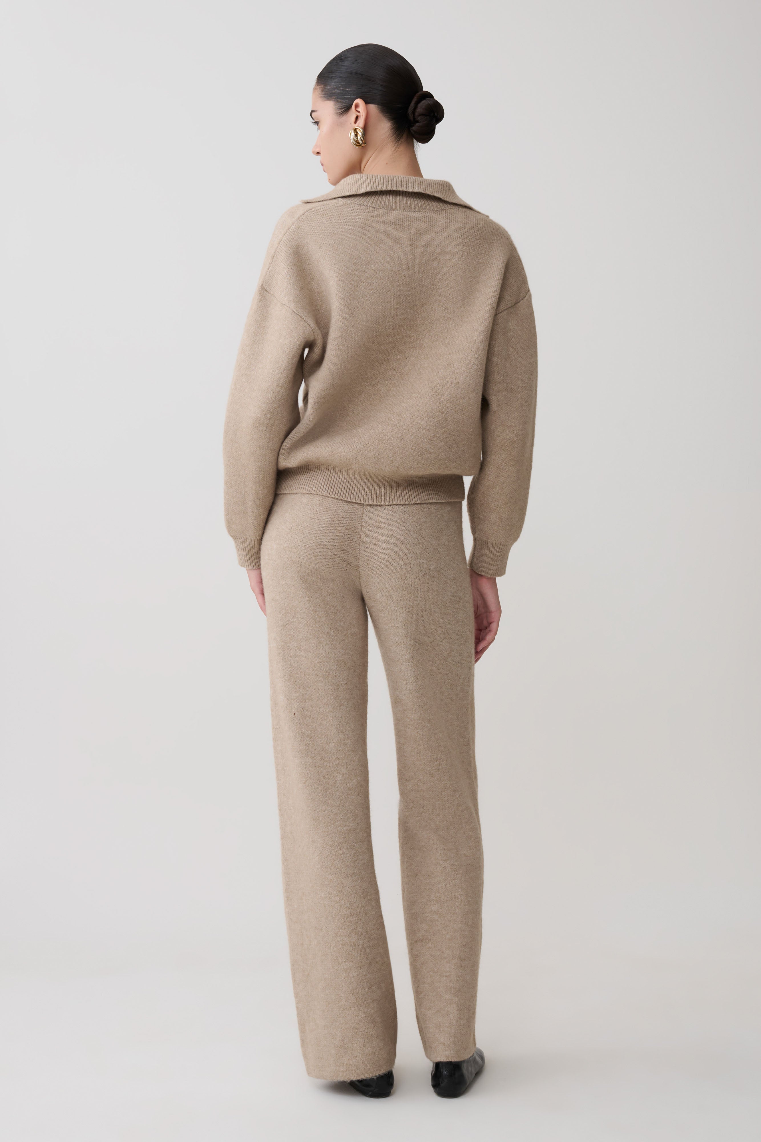Slit Knit Pants ベージュ34 Evan Knit Wide Leg Pants - Beige Marle | MESHKI US