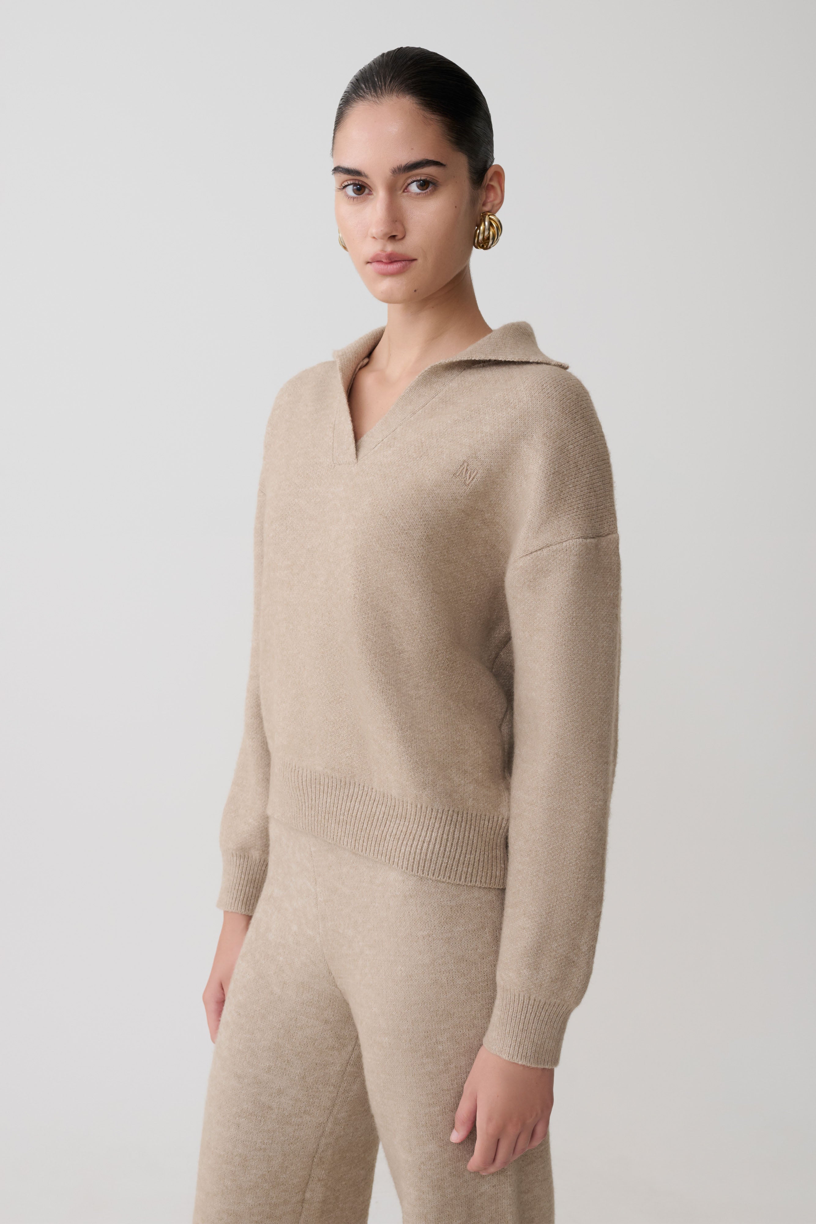 Luca Knit Jumper - Beige Marle | MESHKI US