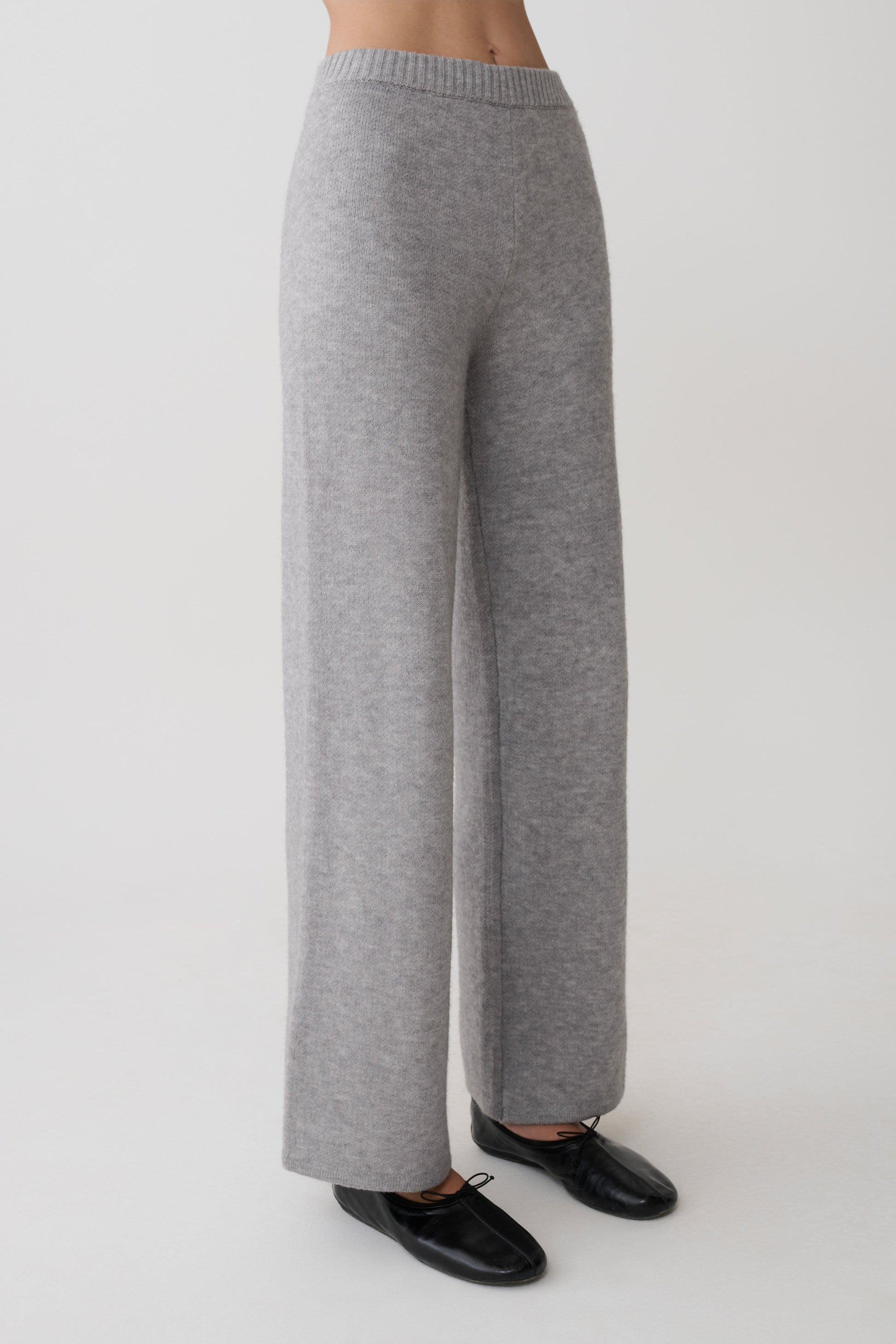 Evan Knit Wide Leg Pants - Grey Marle #5