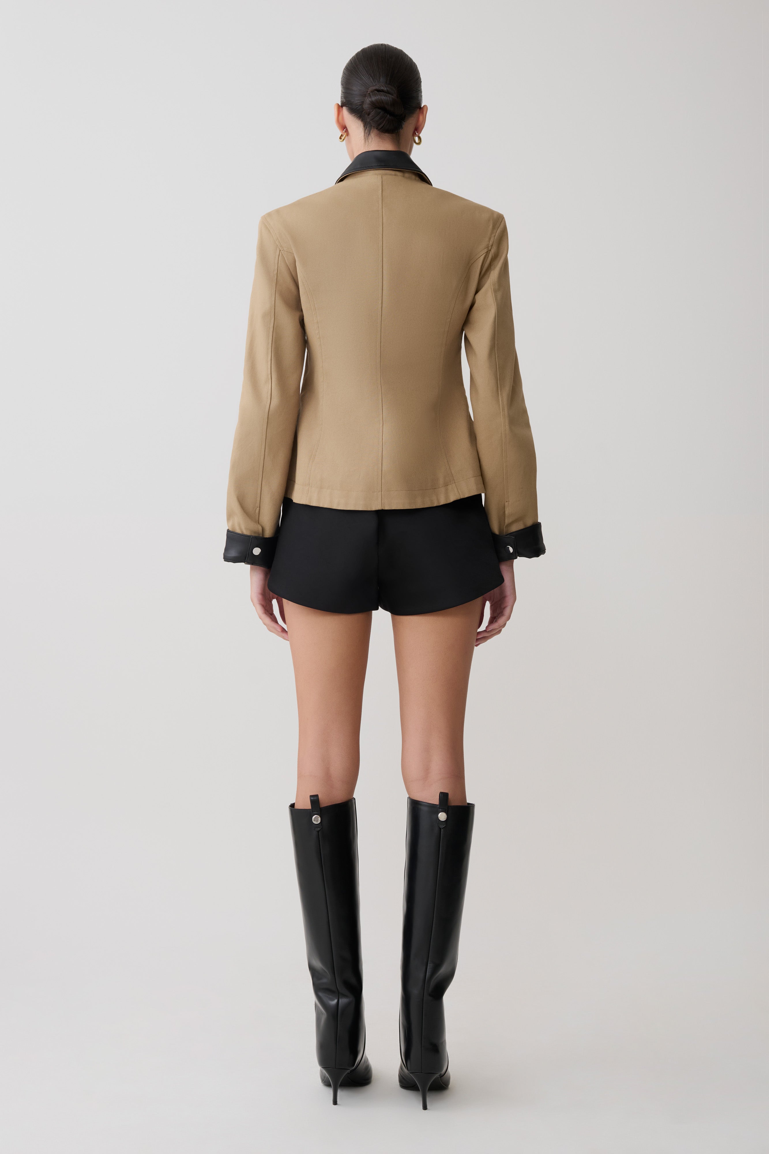 Solange Zip Up Collared Jacket - Natural | MESHKI US