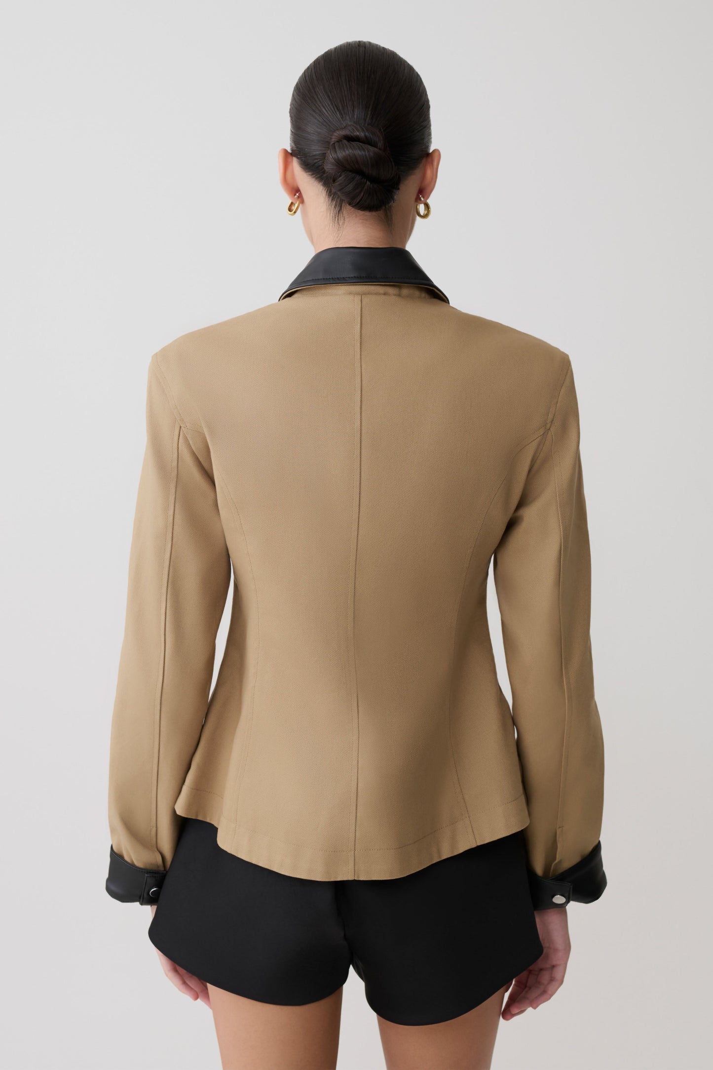 Solange Zip Up Collared Jacket - Natural
