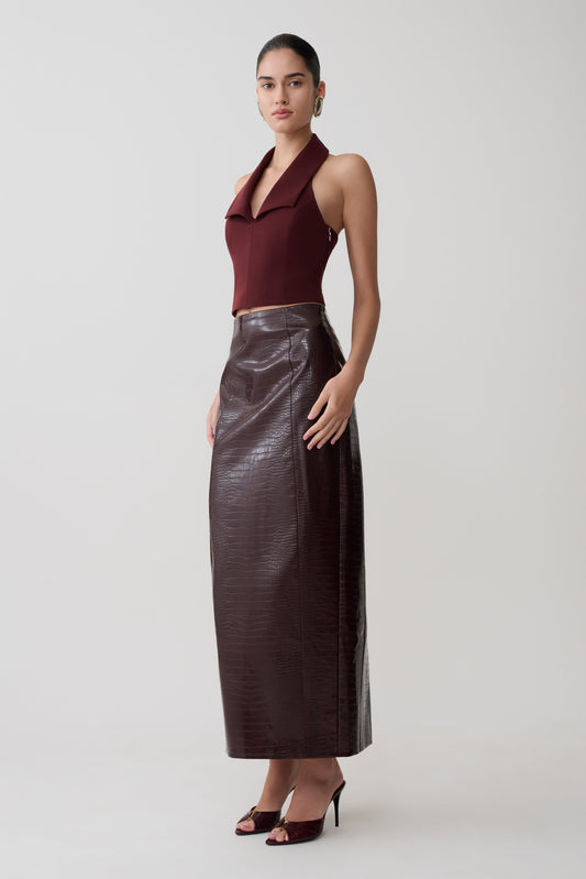 meshki brown leather dress Meshki Pamela Strapless Faux Leather Dress Brown Size S