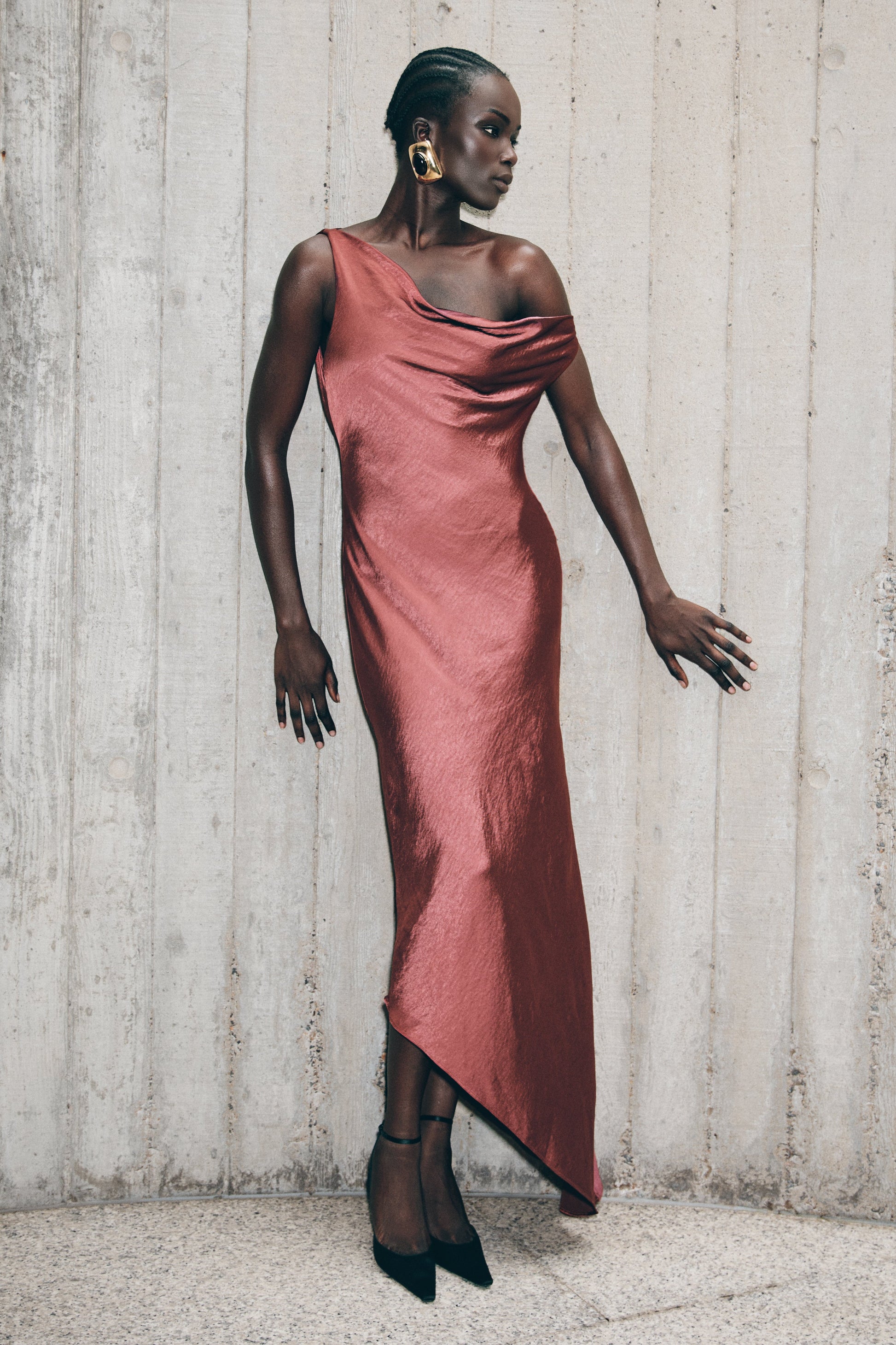 Yvette Slip Maxi Dress With Asymmetrical Hem