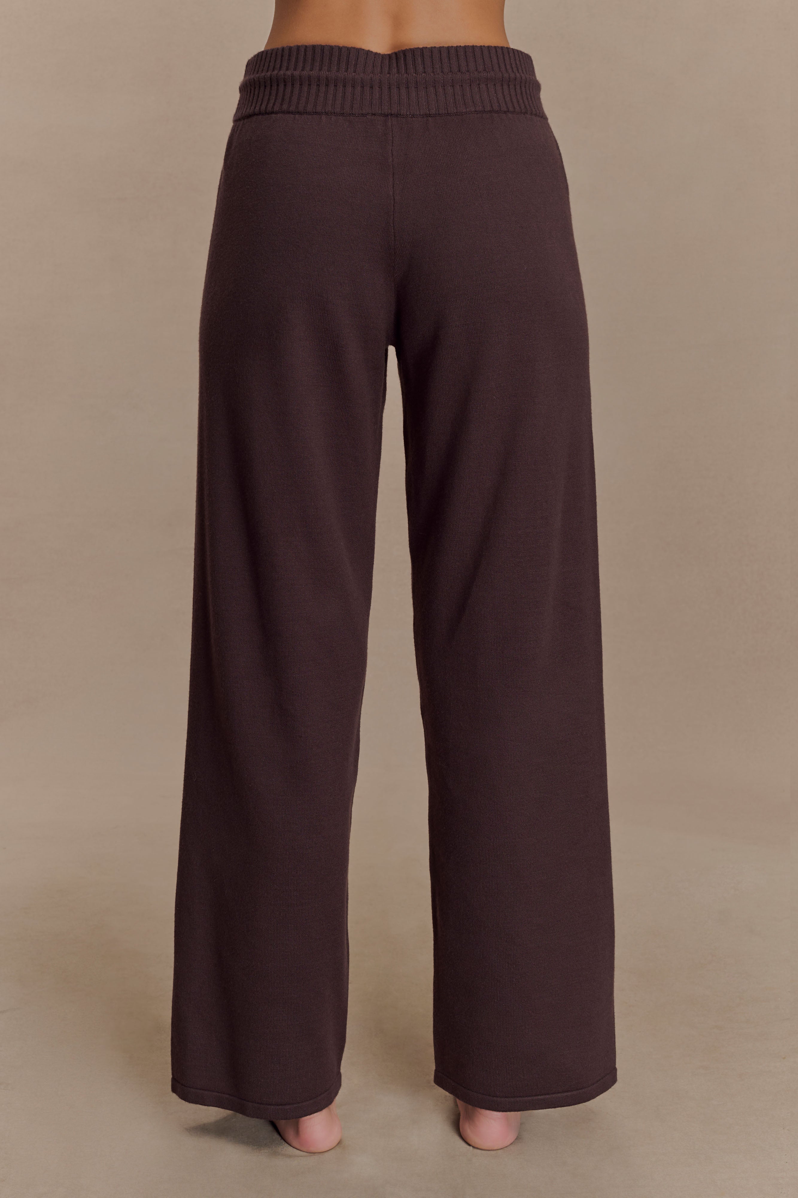 Natalya Knit Wide Leg Pants - Dark Chocolate | MESHKI US