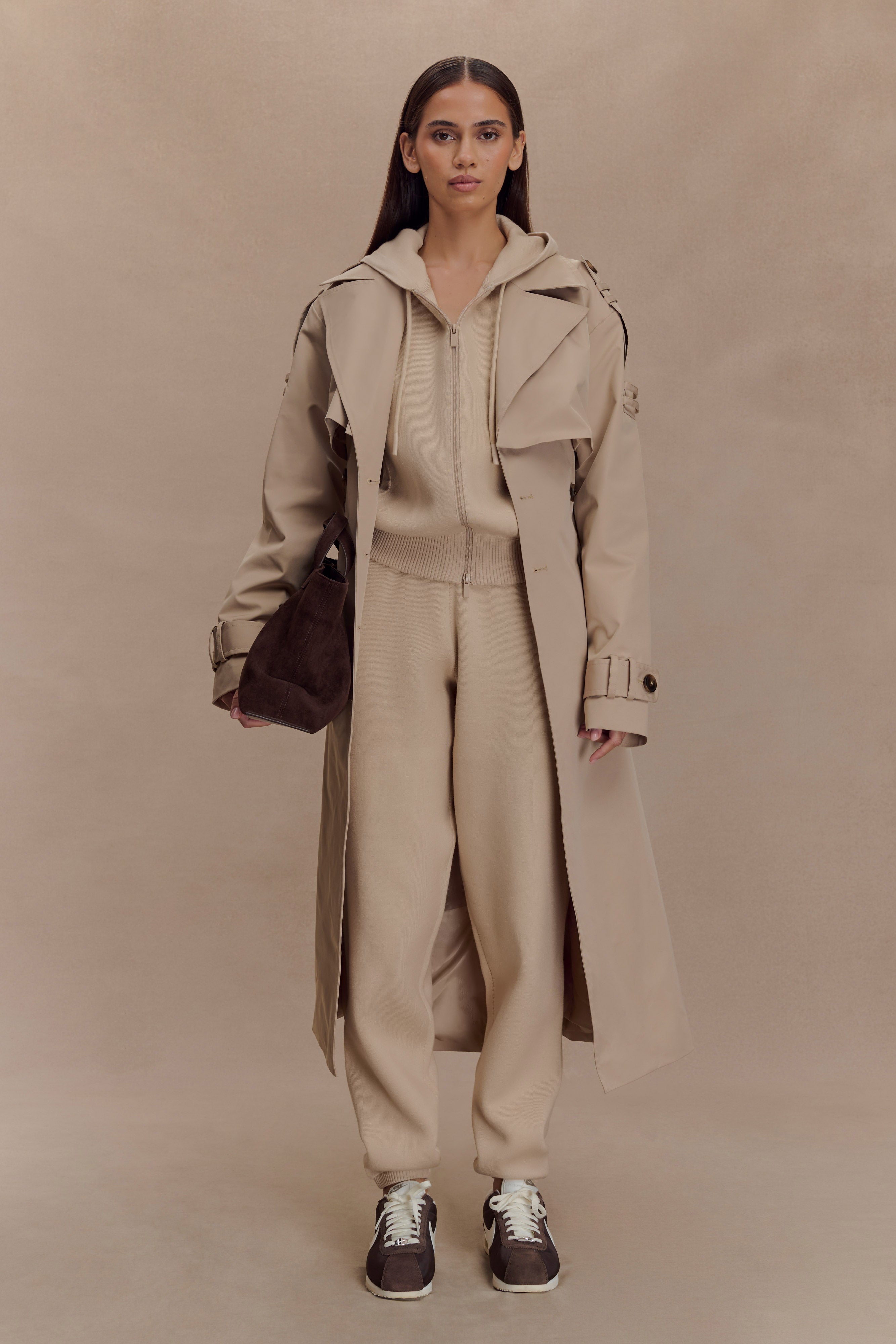 Lois Twill Trench Coat - Camel | MESHKI US