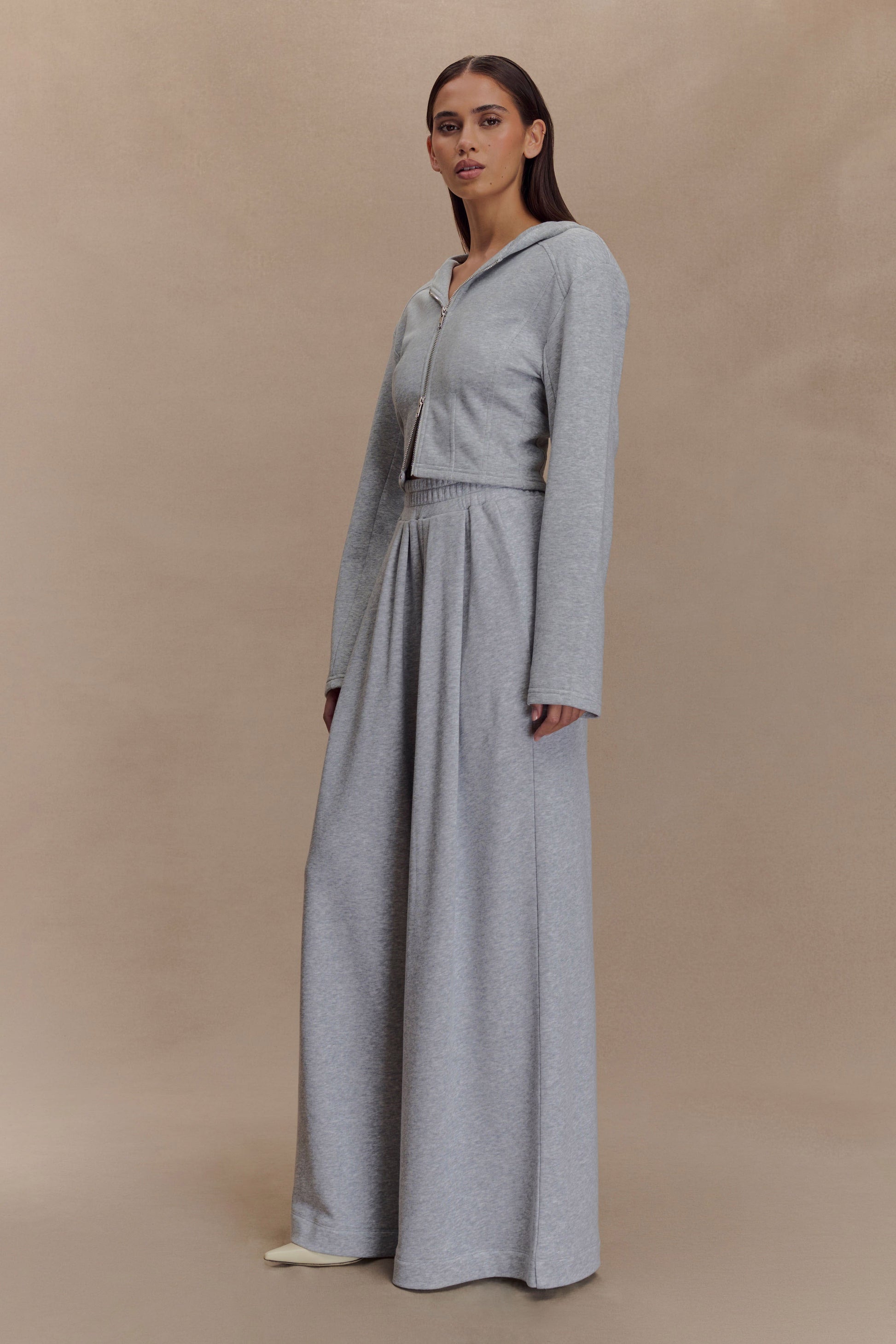 grey zip up dress Zip Front Hooded Sweatshirt Dress In Grey | EGO US