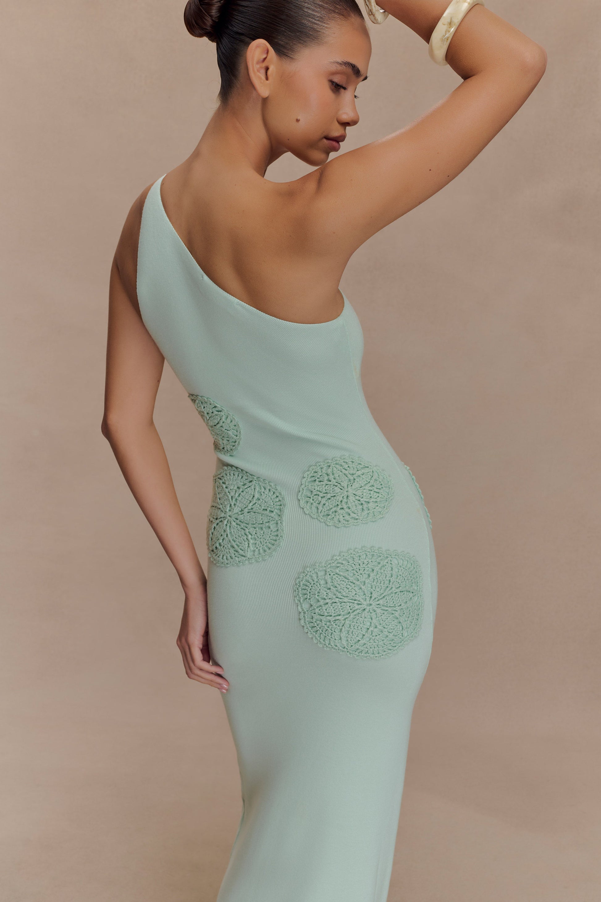 Teneika Crochet Knit Maxi Dress / Light Aqua | MESHKI | S Teneika Crochet Knit Maxi Dress / Light Aqua | MESHKI | S