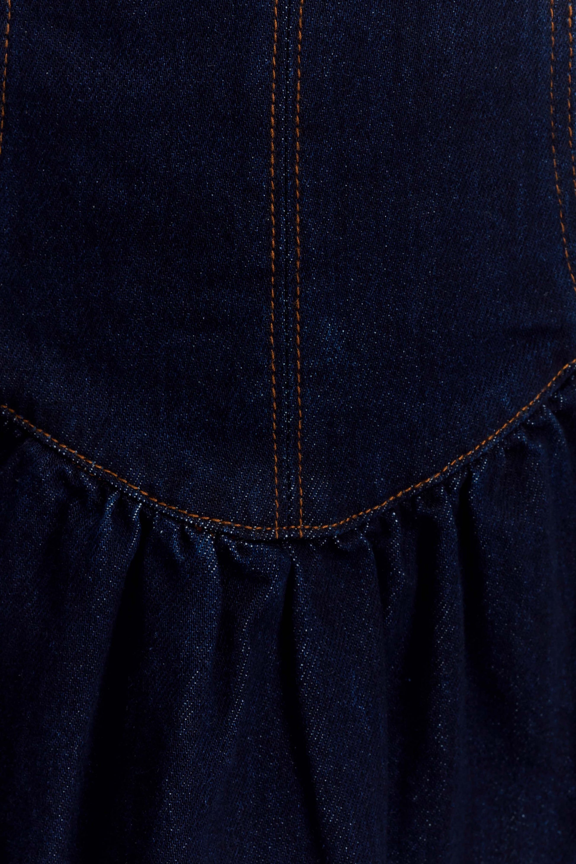 Cheyenne Scallop Denim Mini Dress / Indigo Blue | Meshki | S Cheyenne Scallop Denim Mini Dress / Indigo Blue | Meshki | S