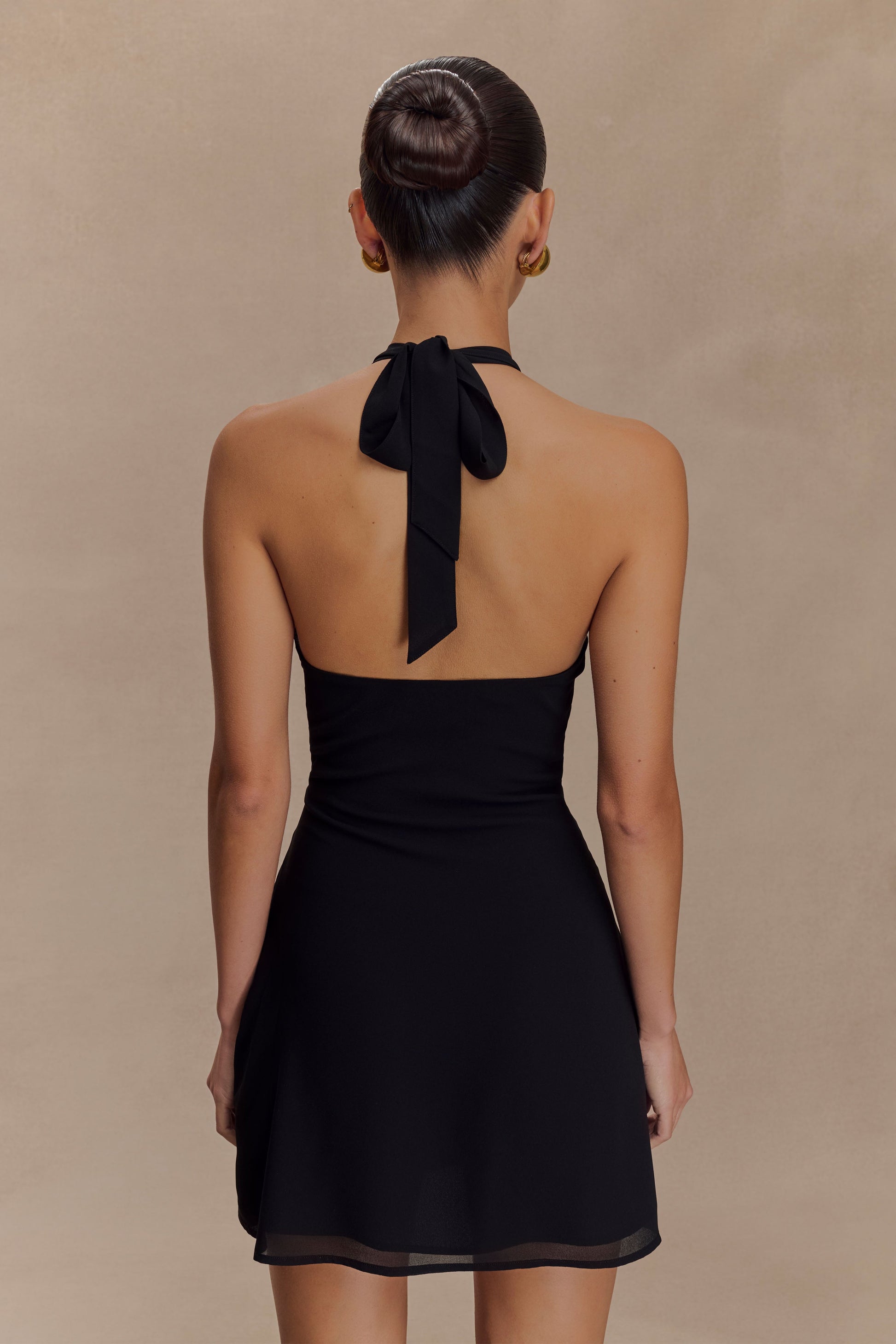 Malakhai Chiffon Halter Mini Dress - Black | MESHKI US Malakhai Chiffon Halter Mini Dress - Black | MESHKI US