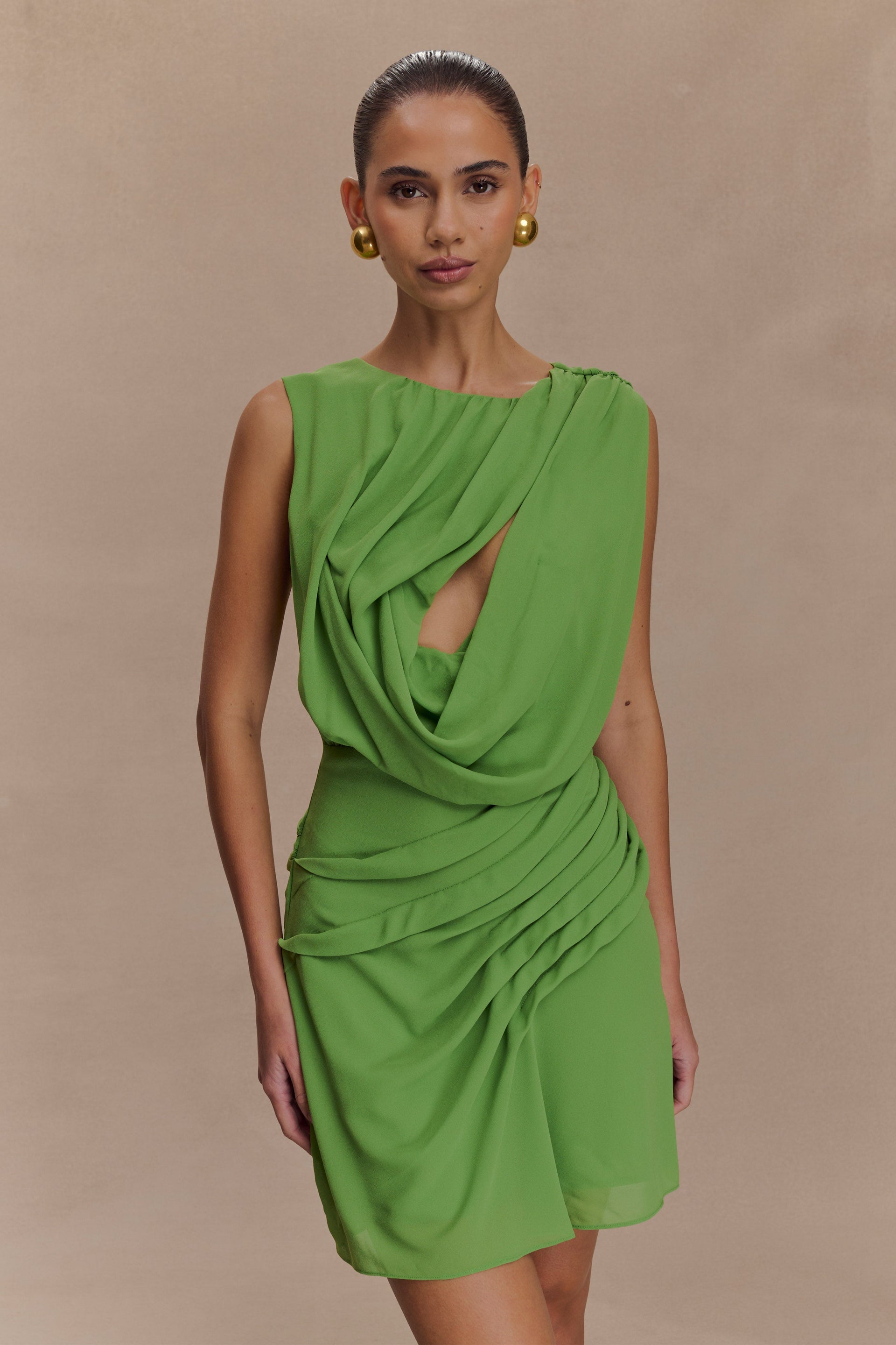 Oria Chiffon Mini Dress - Green