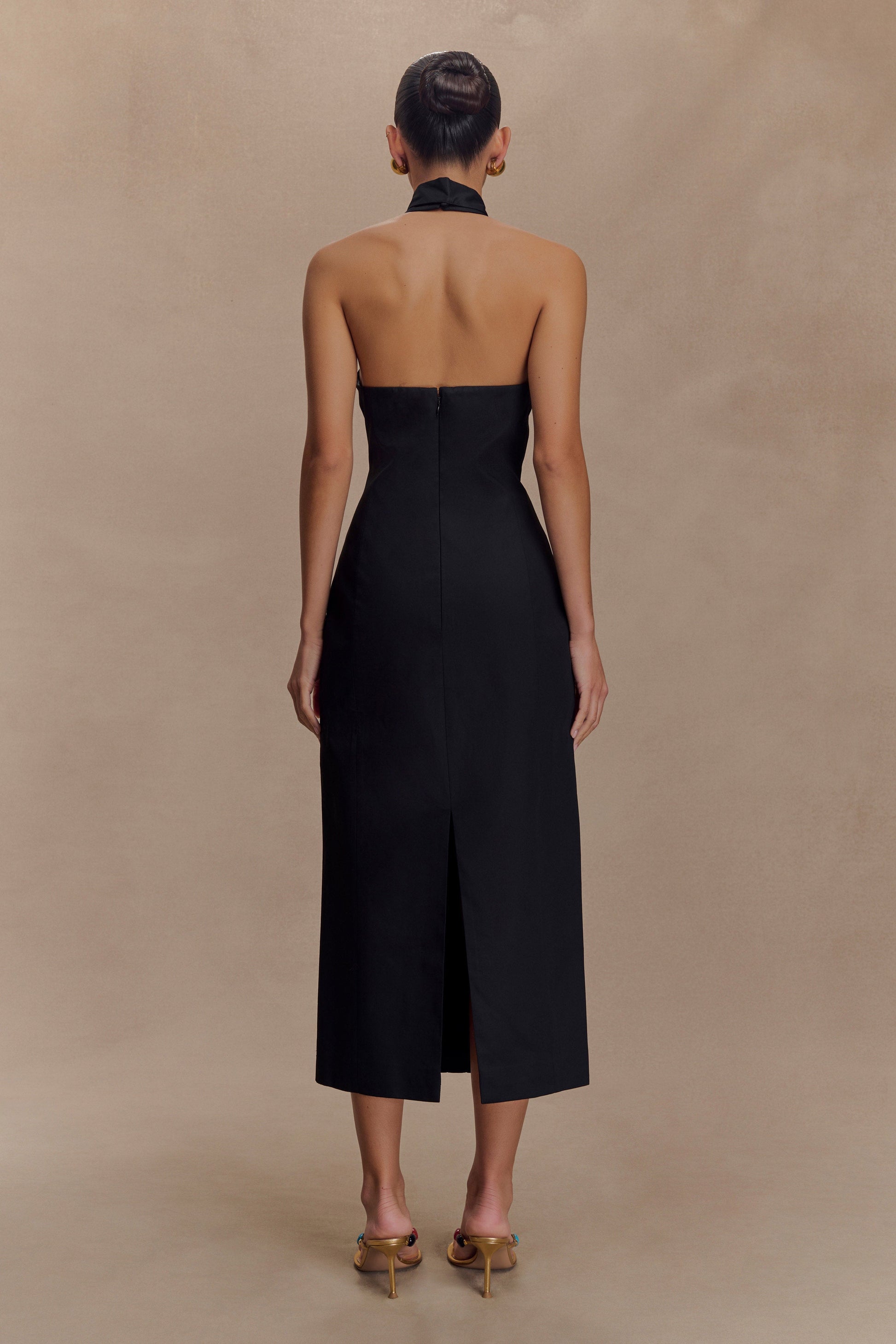 Simona Halter Neck Midi Dress - Black | MESHKI US Simona Halter Neck Midi Dress - Black | MESHKI US