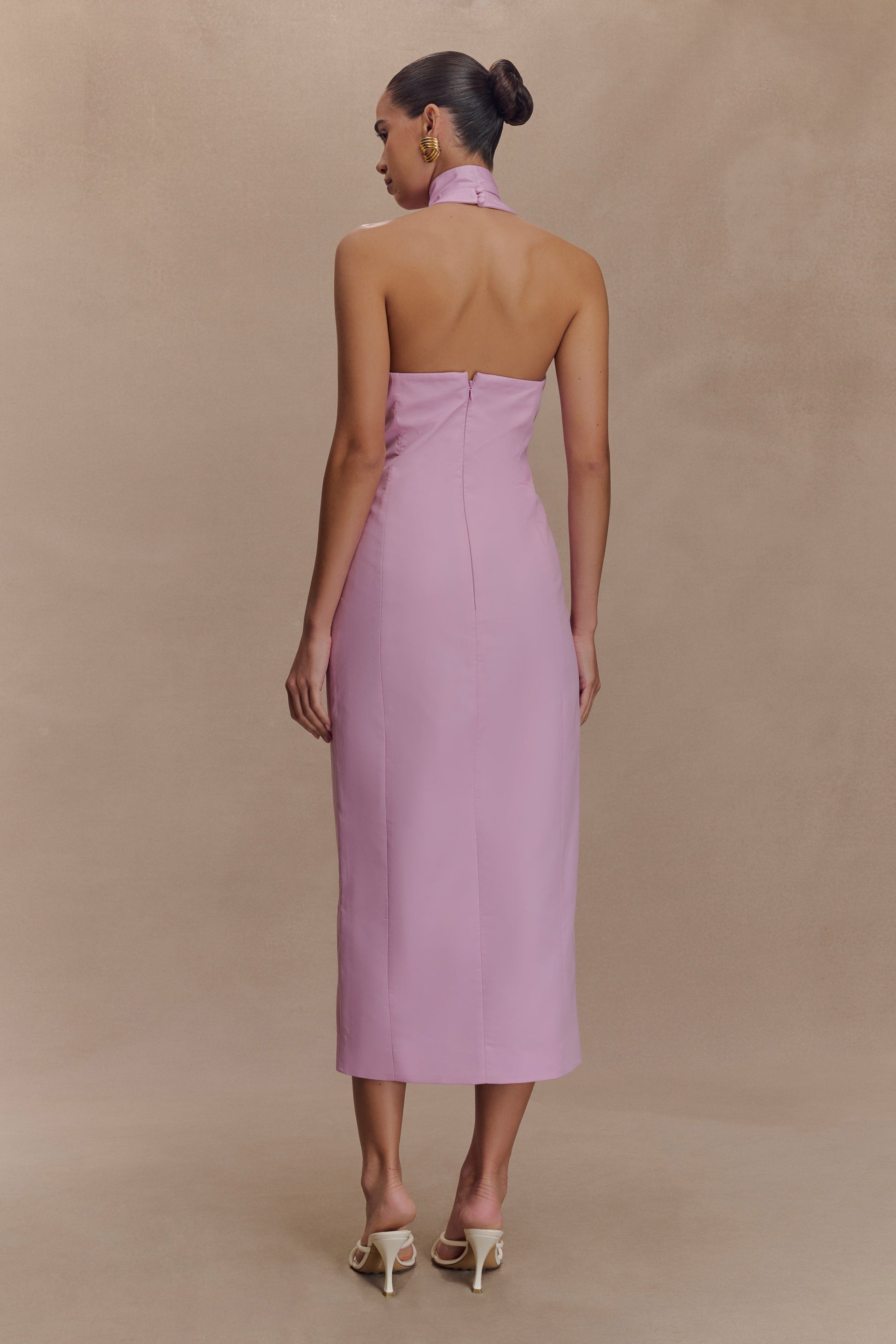 Simona Halter Neck Midi Dress / Blush Pink | Meshki | XXS Simona Halter Neck Midi Dress / Blush Pink | Meshki | XXS